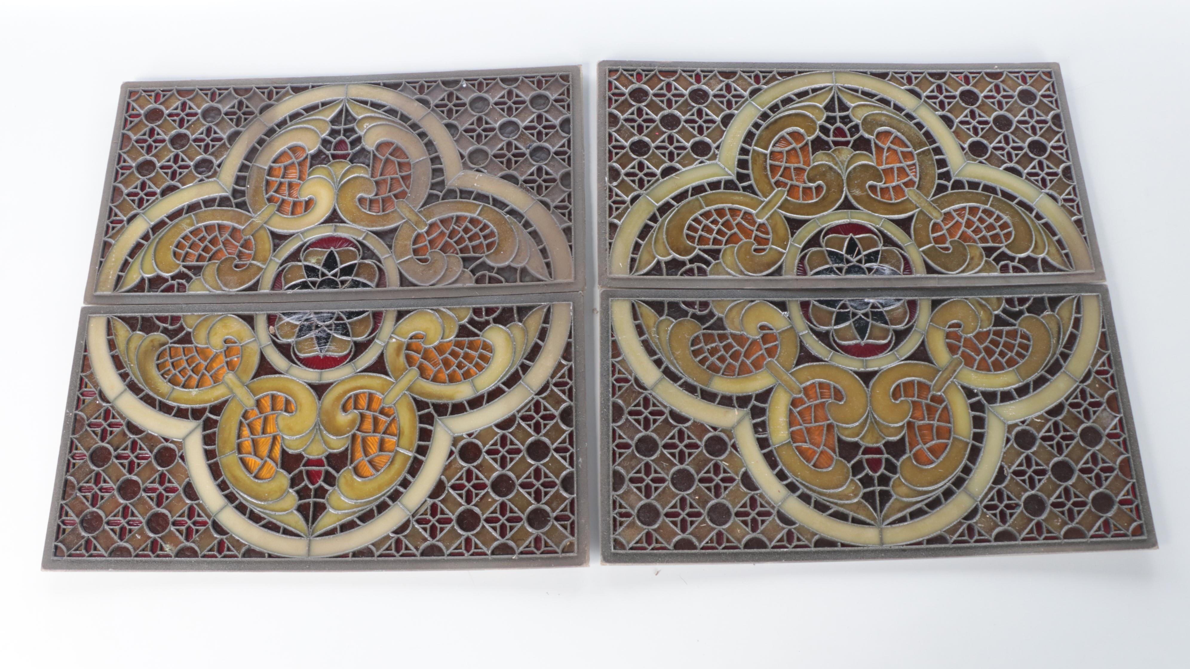 Faux Stained Glass Plastic Panels with Quadrefoil Motif