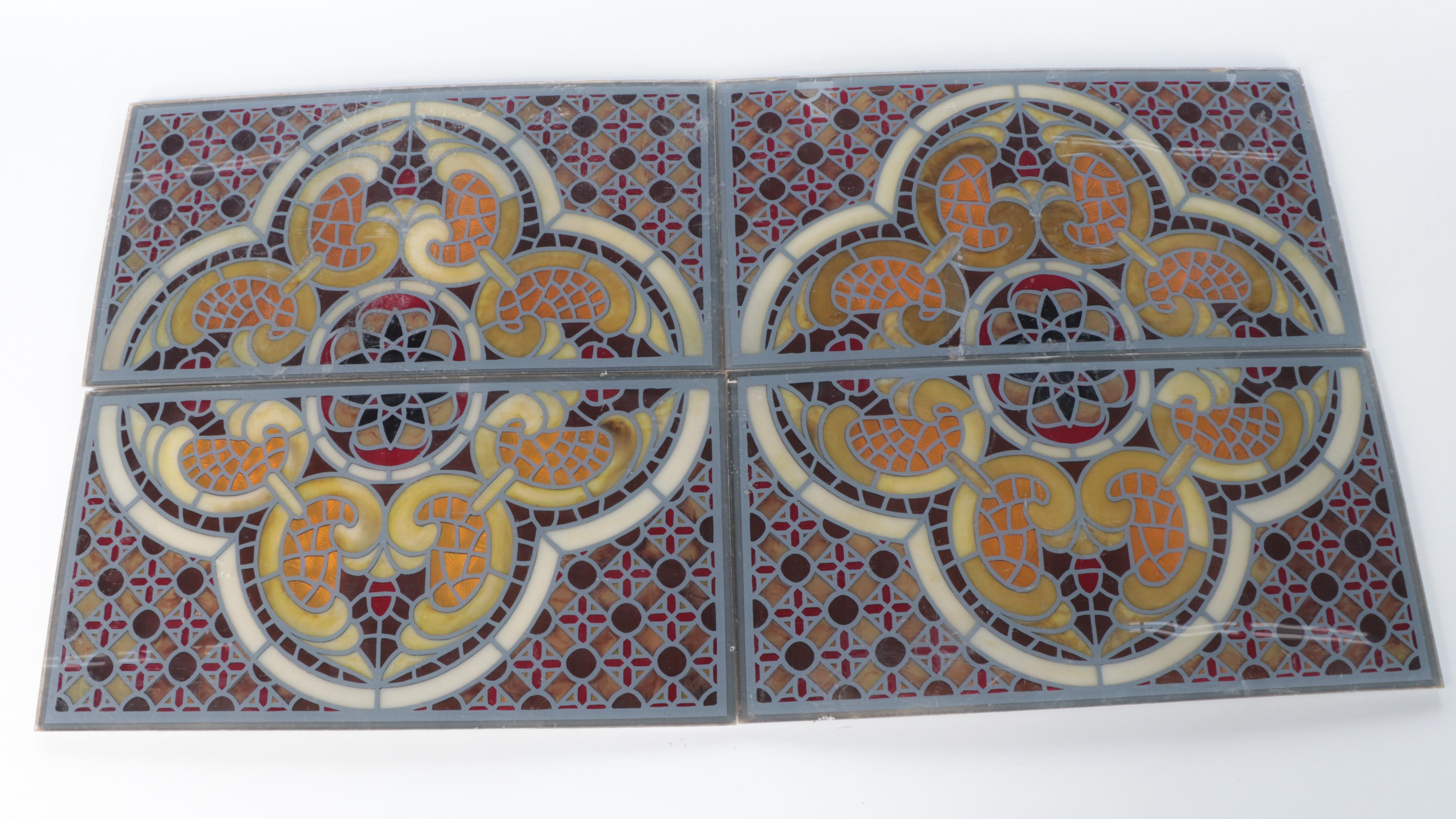 Faux Stained Glass Plastic Panels with Quadrefoil Motif