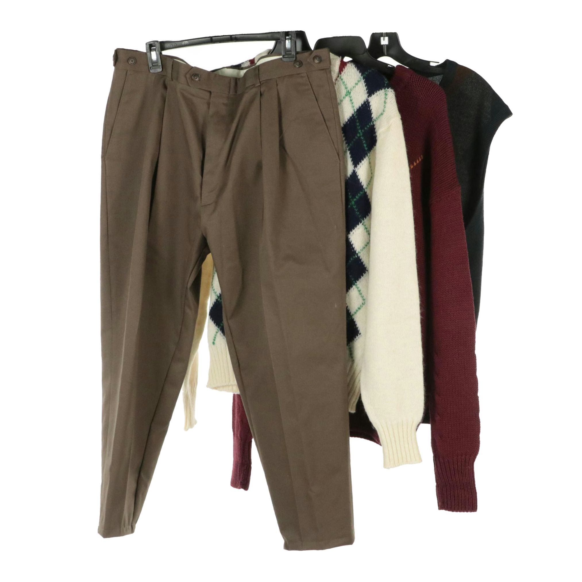 Men's Dockers Dress Slacks and Sweater Vest with Other Vintage Knit Sweaters