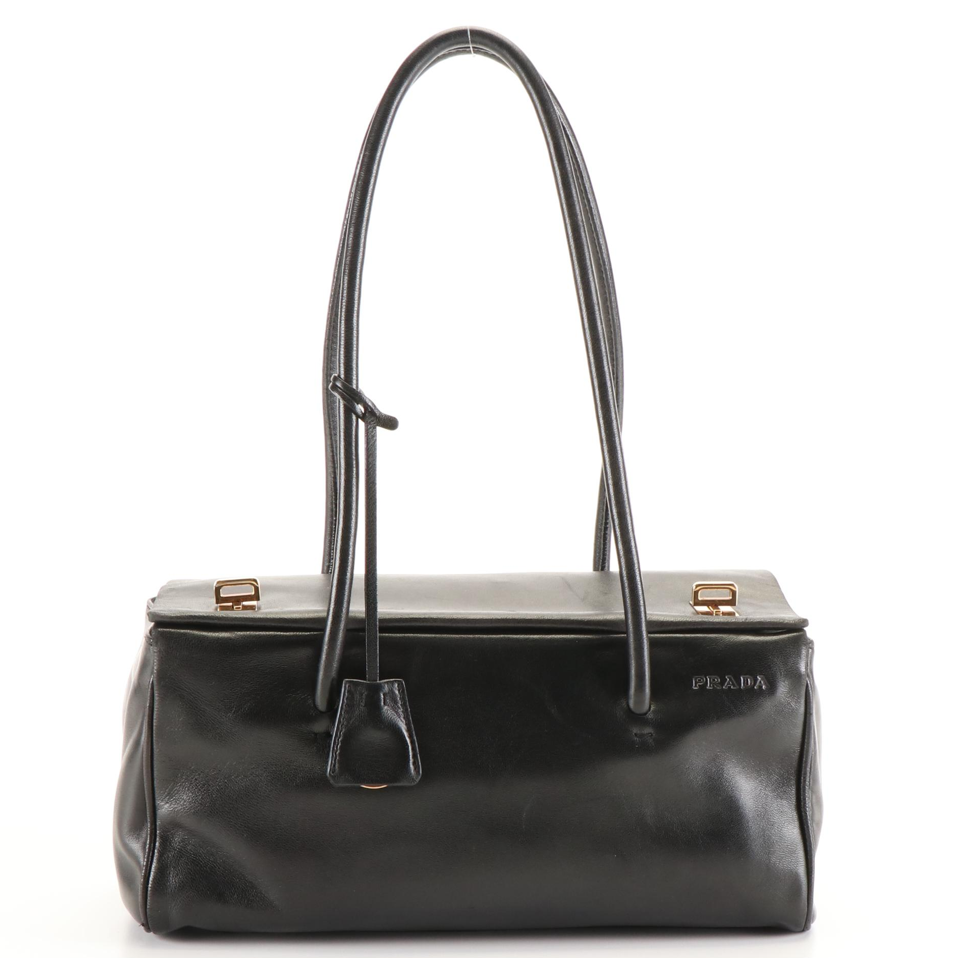 Prada Turnlock Shoulder Bag in Nappa Calfskin Leather