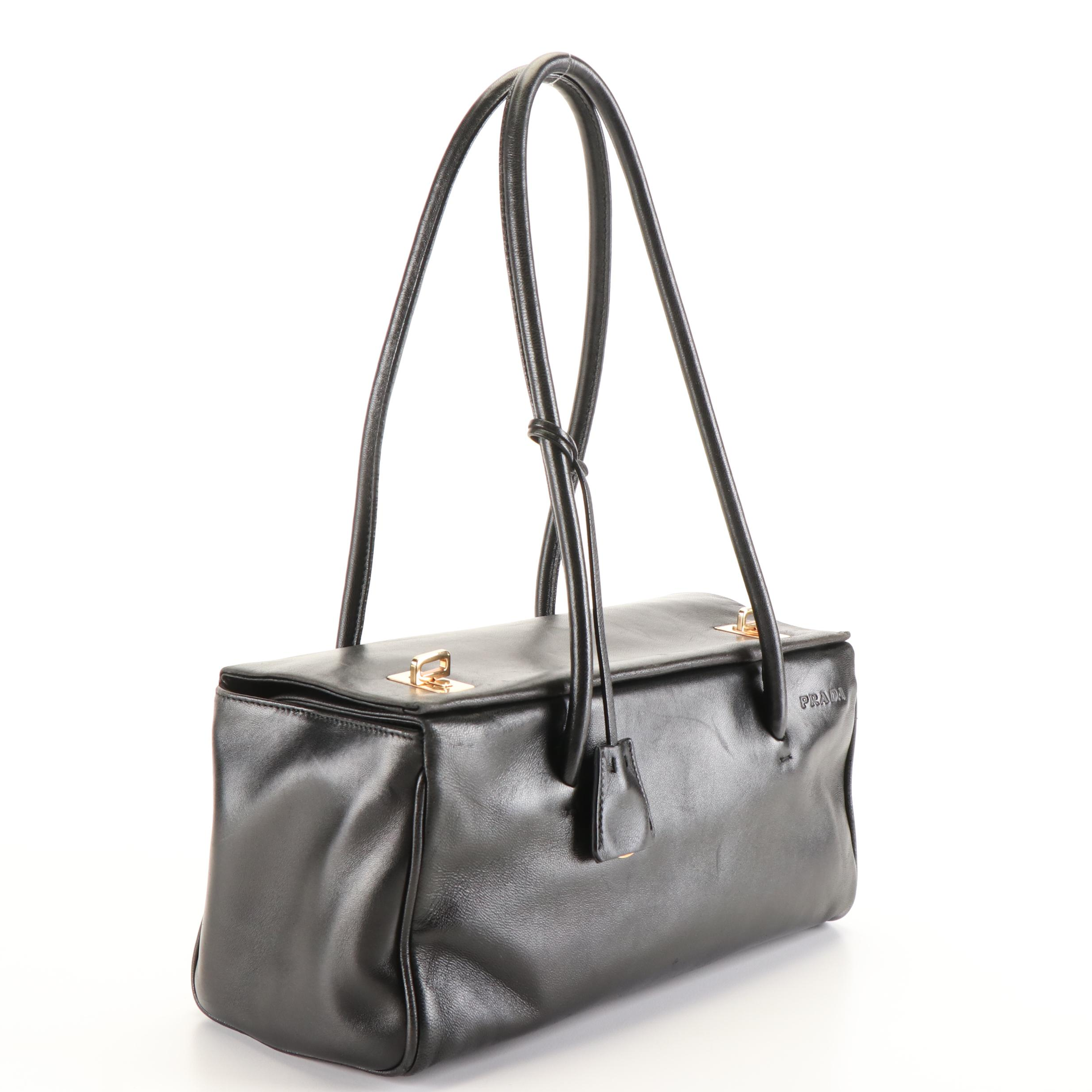 Prada Turnlock Shoulder Bag in Nappa Calfskin Leather