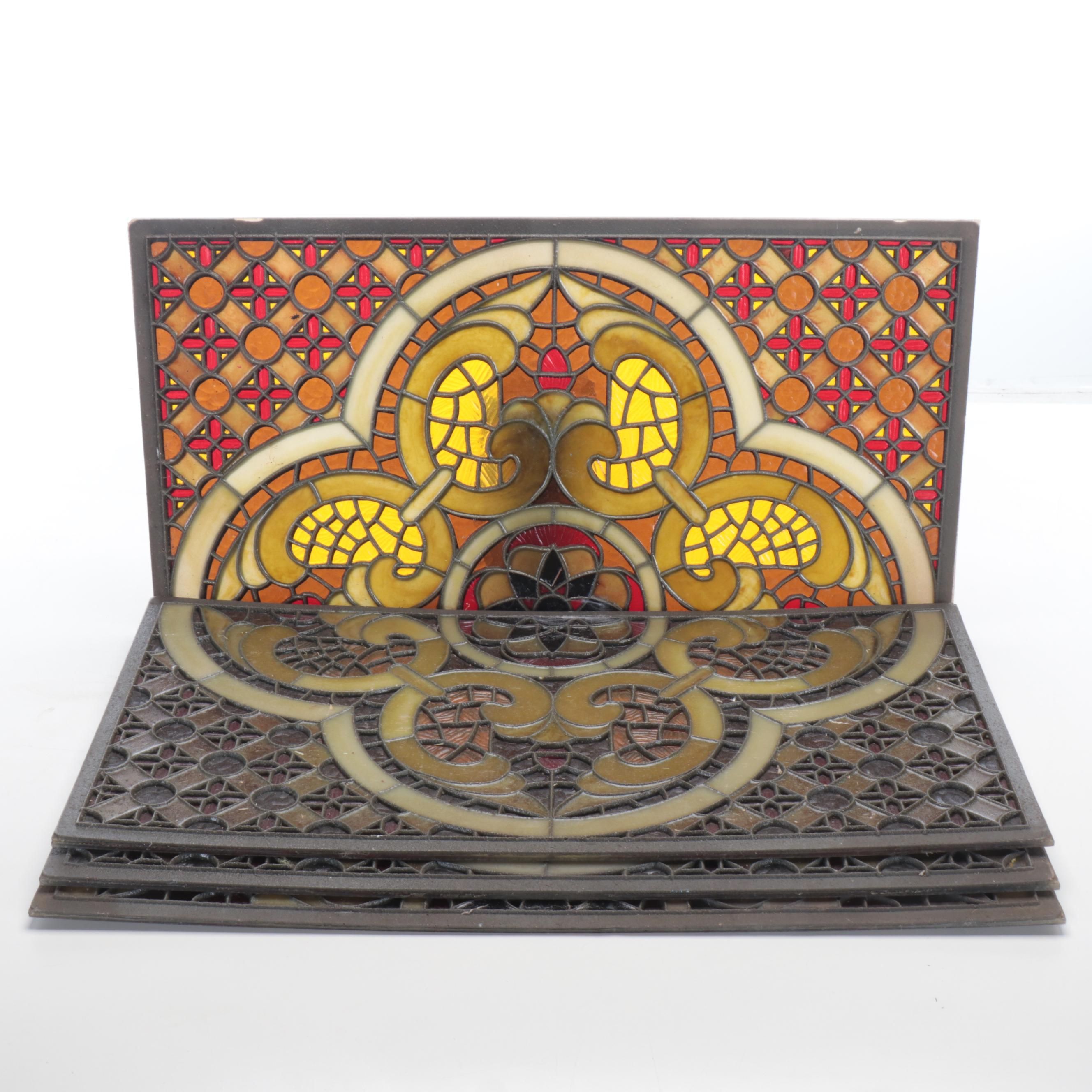 Faux Stained Glass Plastic Panels with Quadrefoil Motif