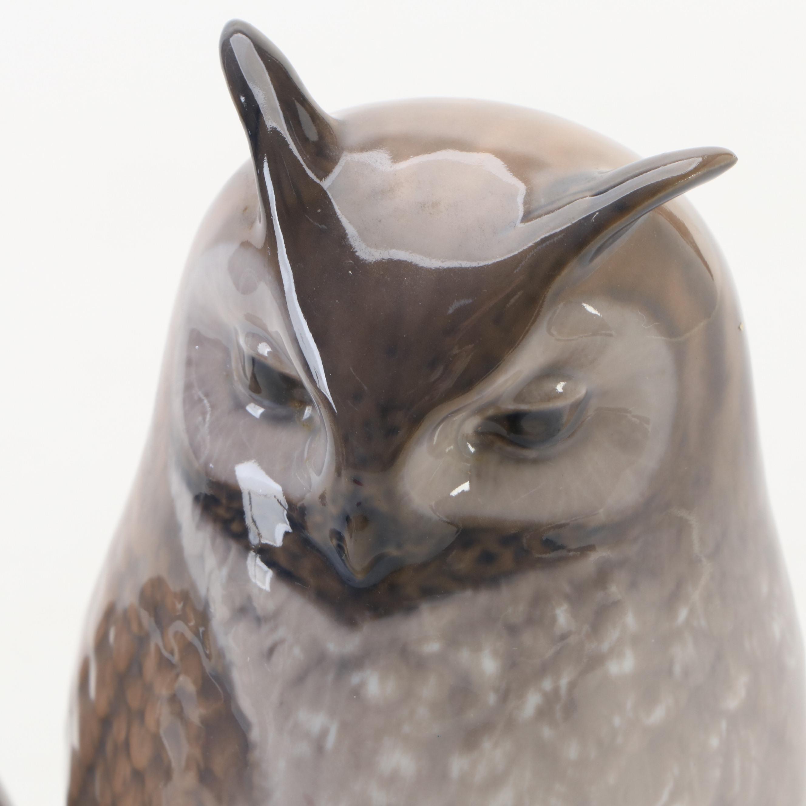 Royal Copenhagen Porcelain Owl Figurines, 20th Century