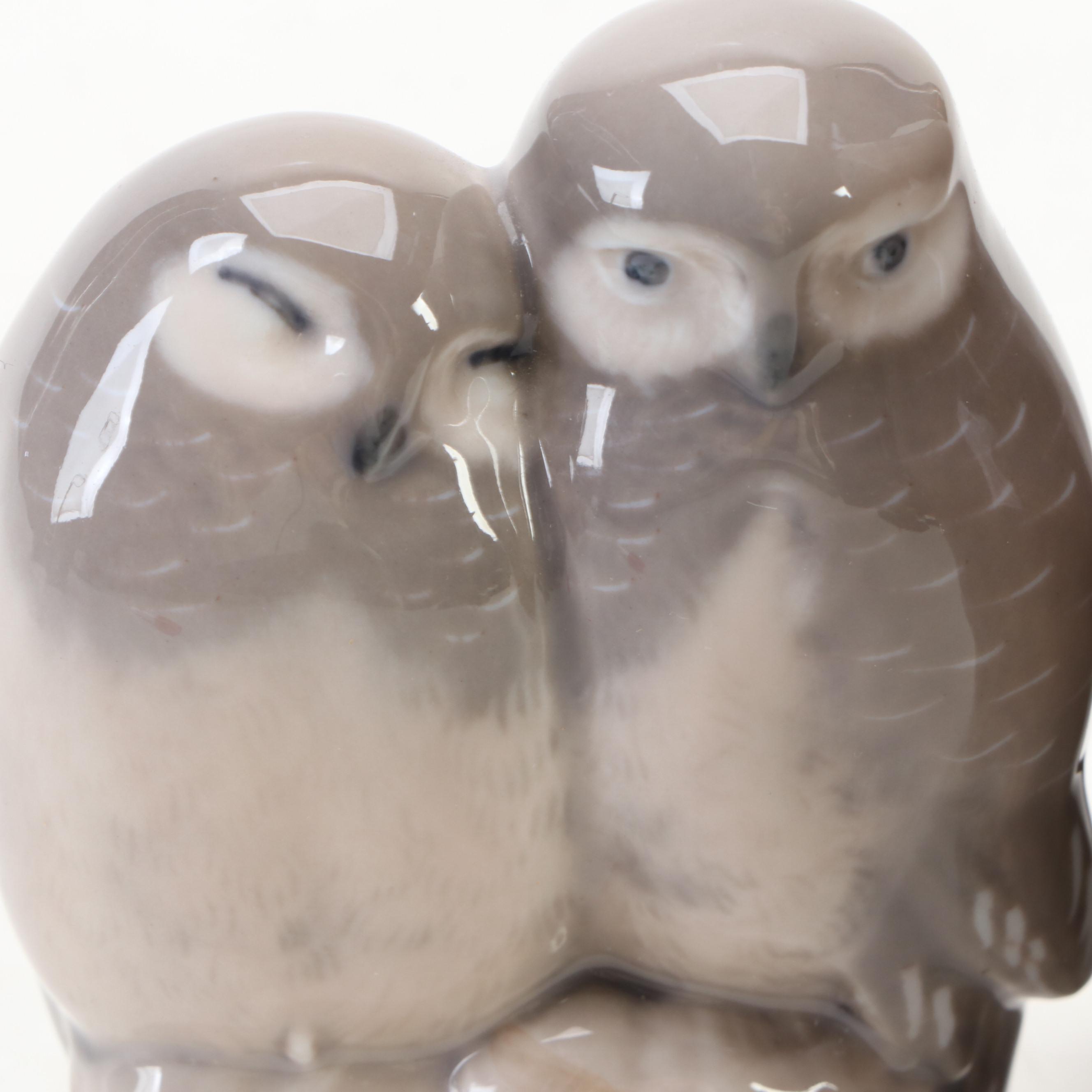 Royal Copenhagen Porcelain Owl Figurines, 20th Century