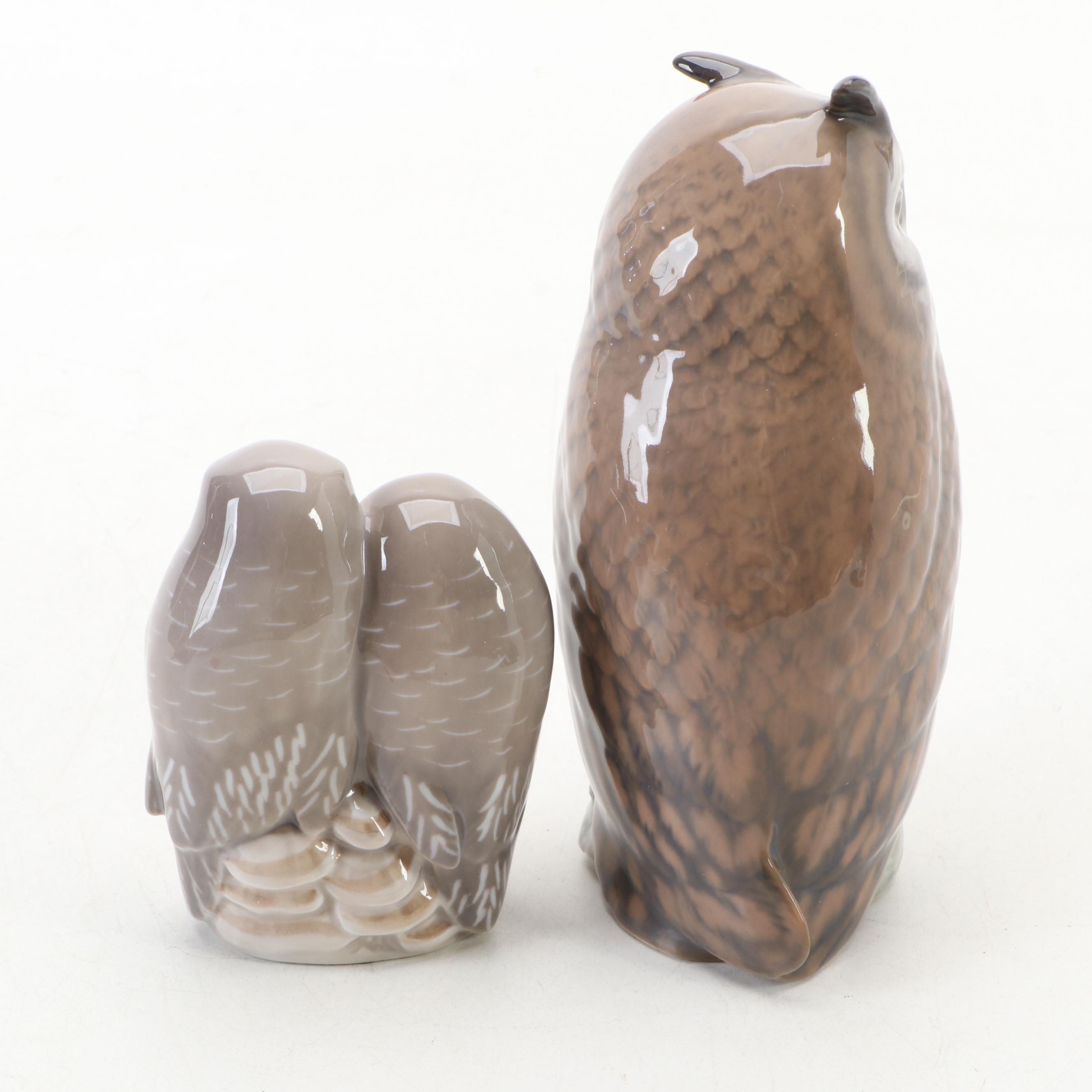 Royal Copenhagen Porcelain Owl Figurines, 20th Century