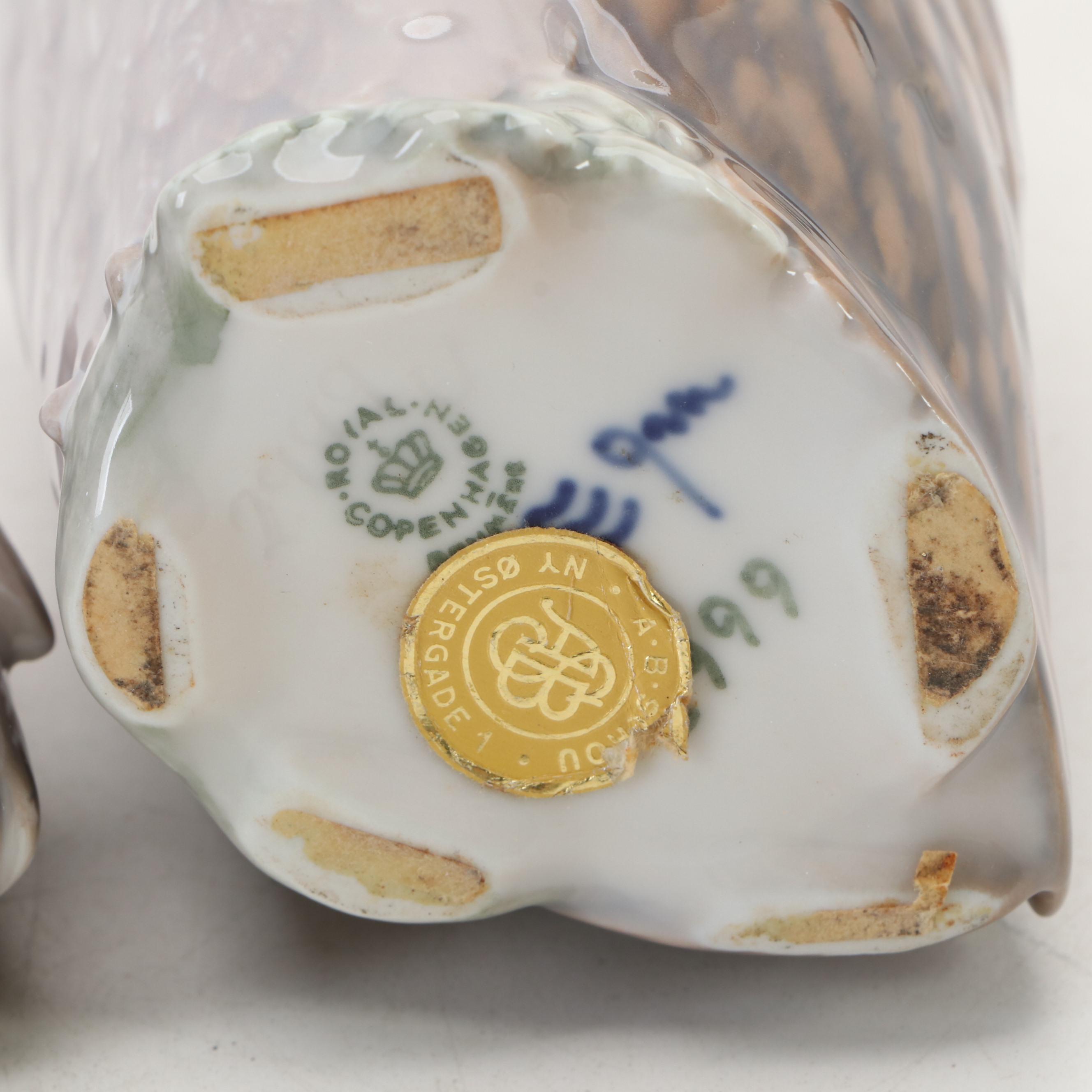 Royal Copenhagen Porcelain Owl Figurines, 20th Century