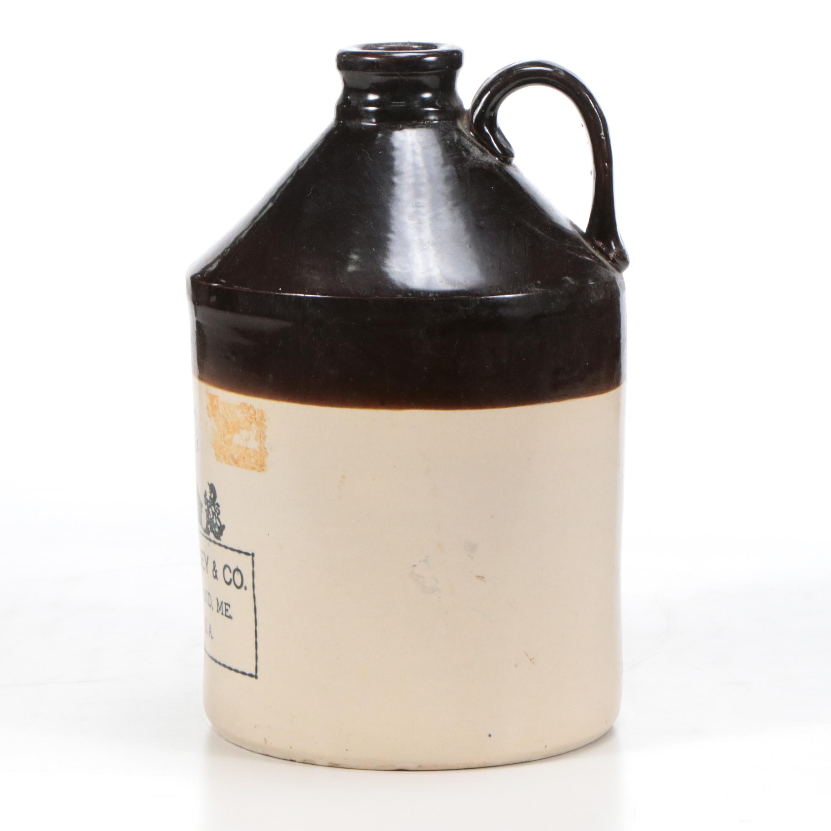 E. Swasey & Co. Two-Tone Stoneware Advertising Jug, Early to Mid-20th Century