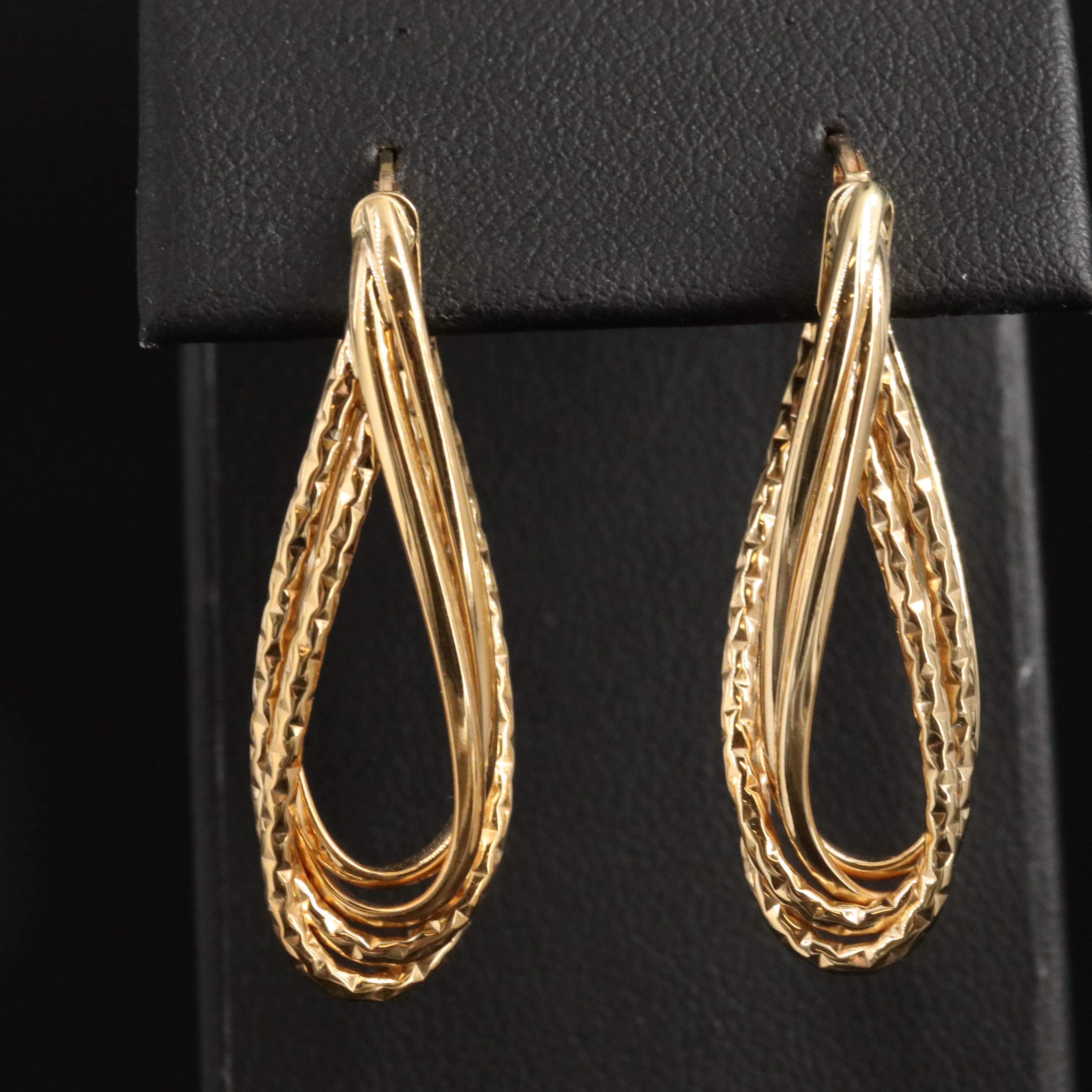14K Fancy Hoop Earrings
