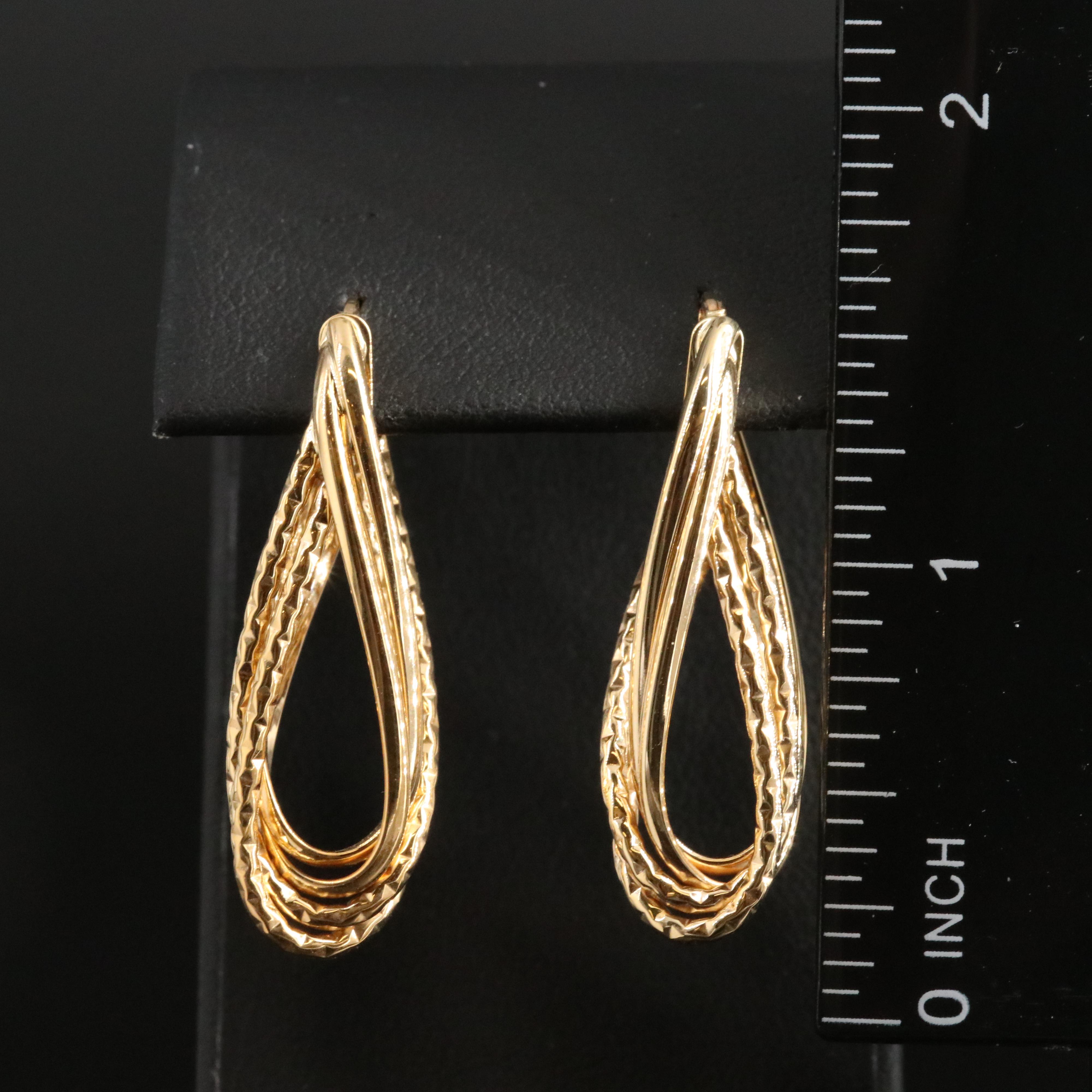 14K Fancy Hoop Earrings