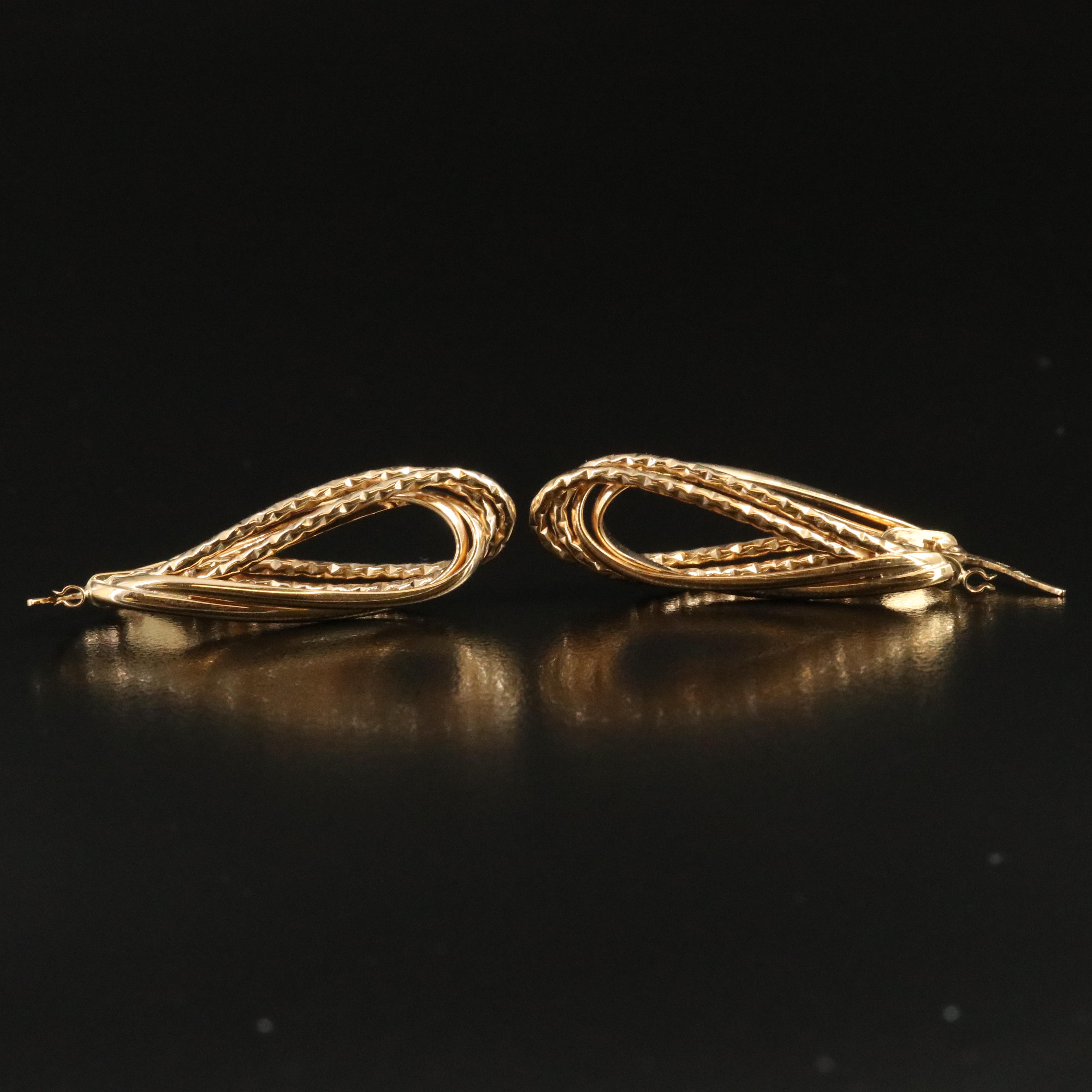 14K Fancy Hoop Earrings