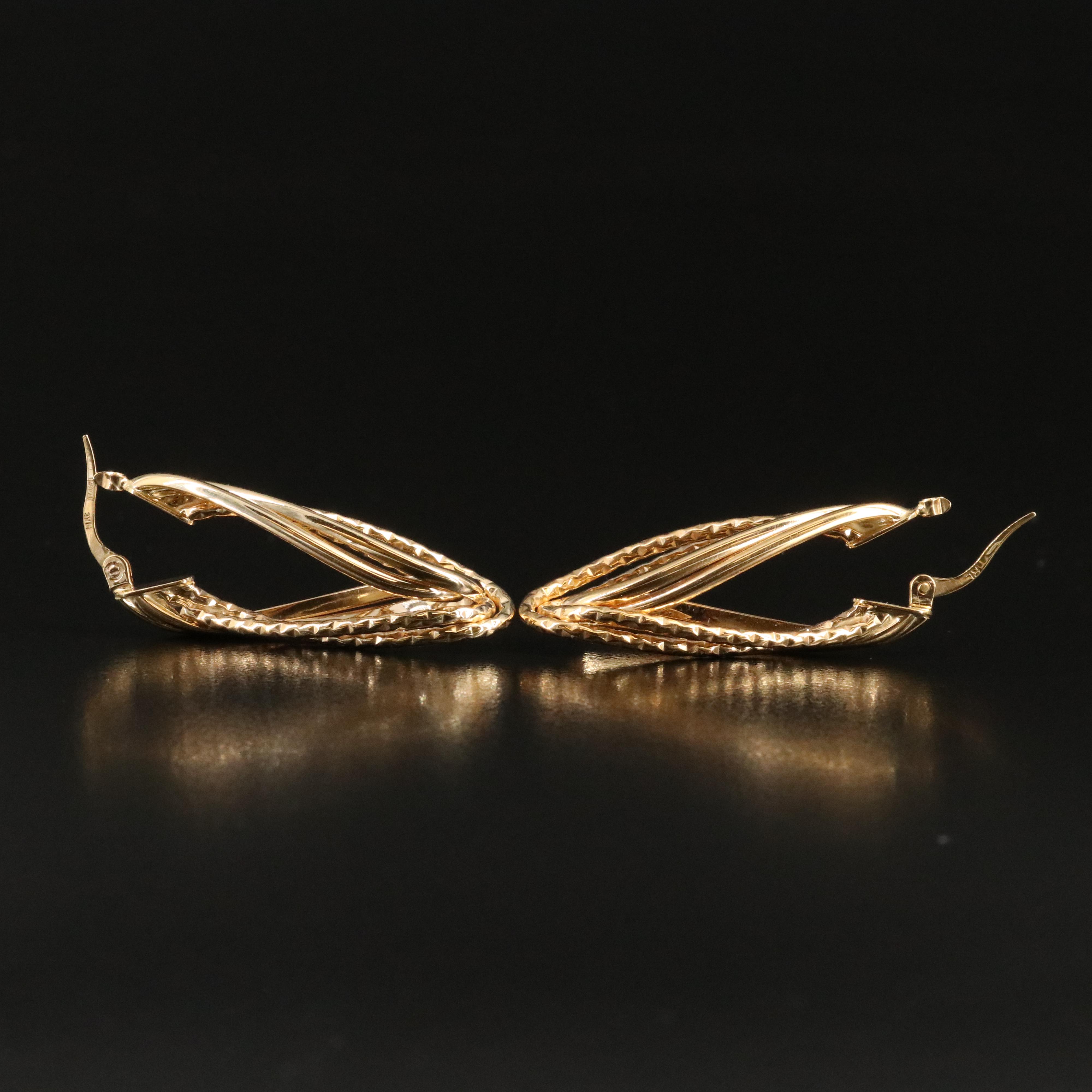 14K Fancy Hoop Earrings