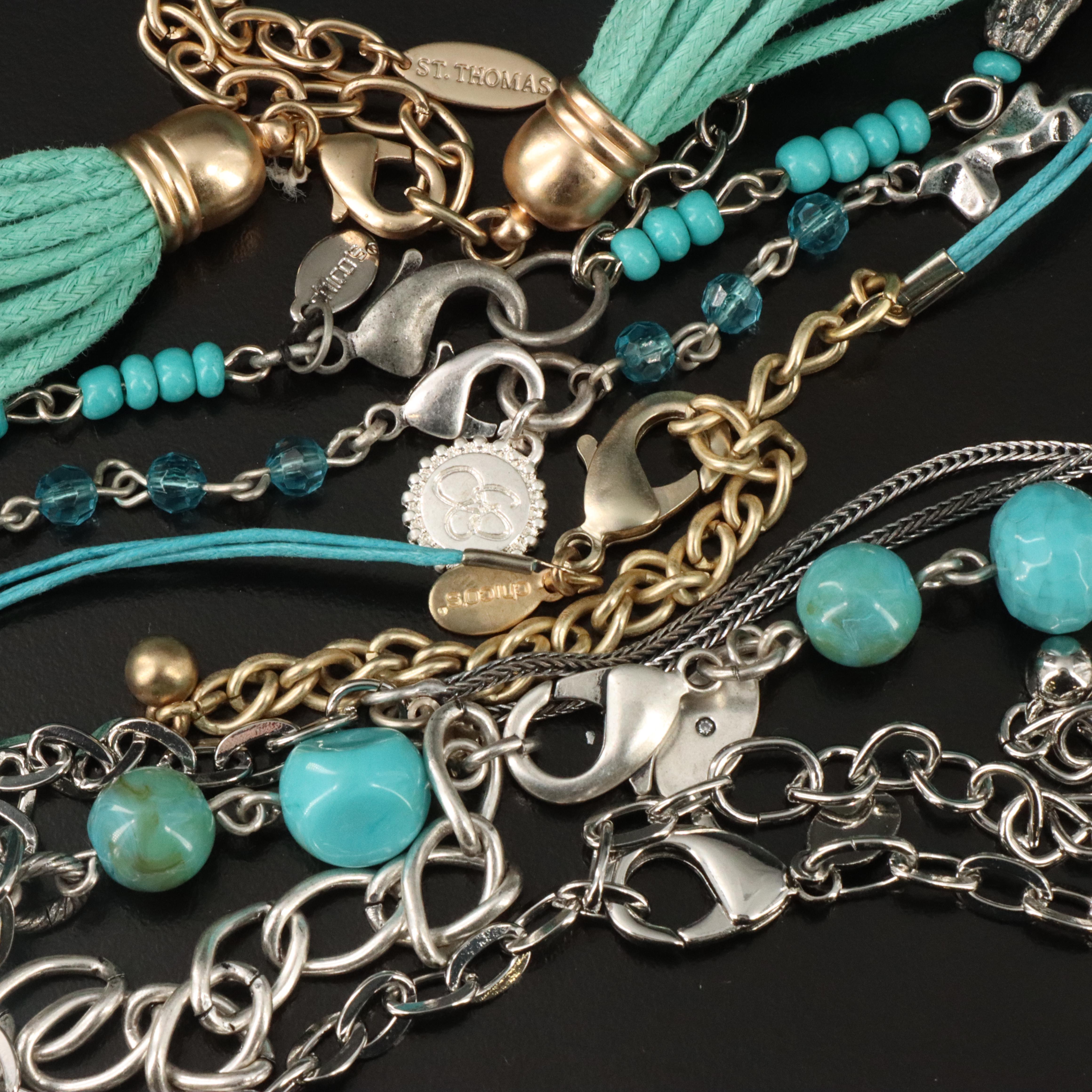Chico's Jewelry Collection Including Howlite, Magnesite & Quench Crackled Quartz