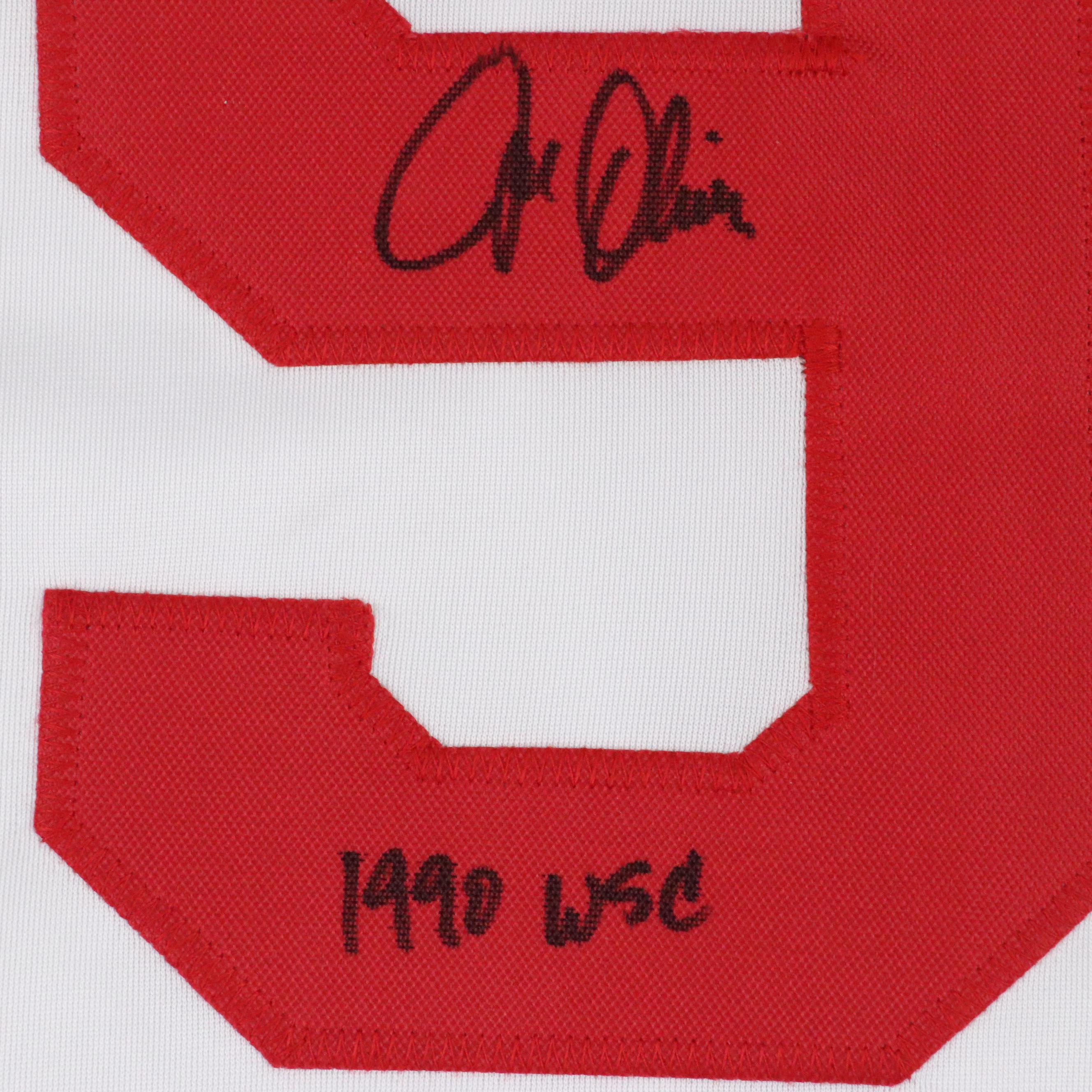 Joe Oliver Signed "1990 WSC" Cincinnati Reds Baseball Jersey, JSA