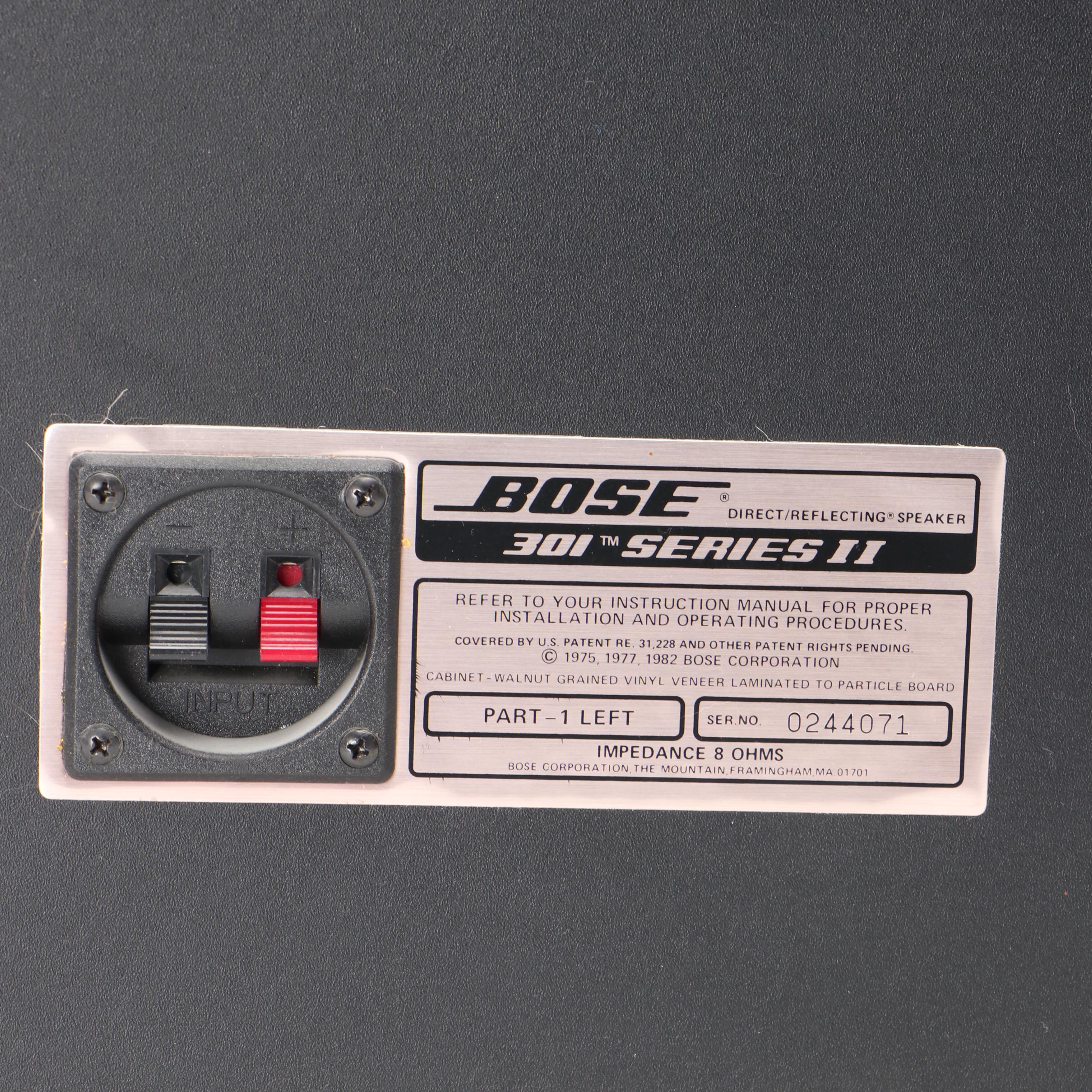 Bose 301 Series II Direct/Reflecting Speakers, Late 20th Century