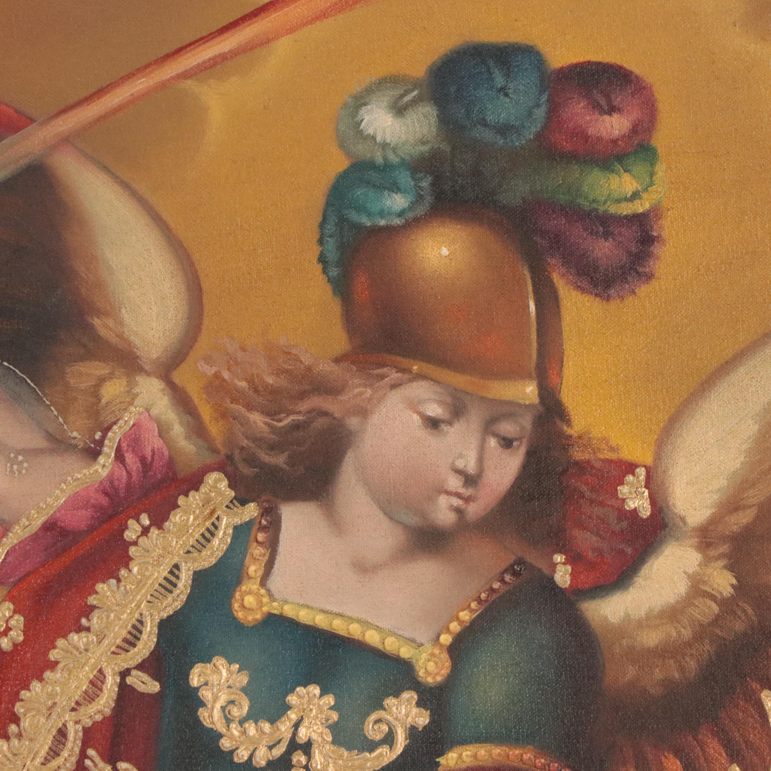 Ernesto Zuñiga Cuzco Style Oil Painting of Archangel