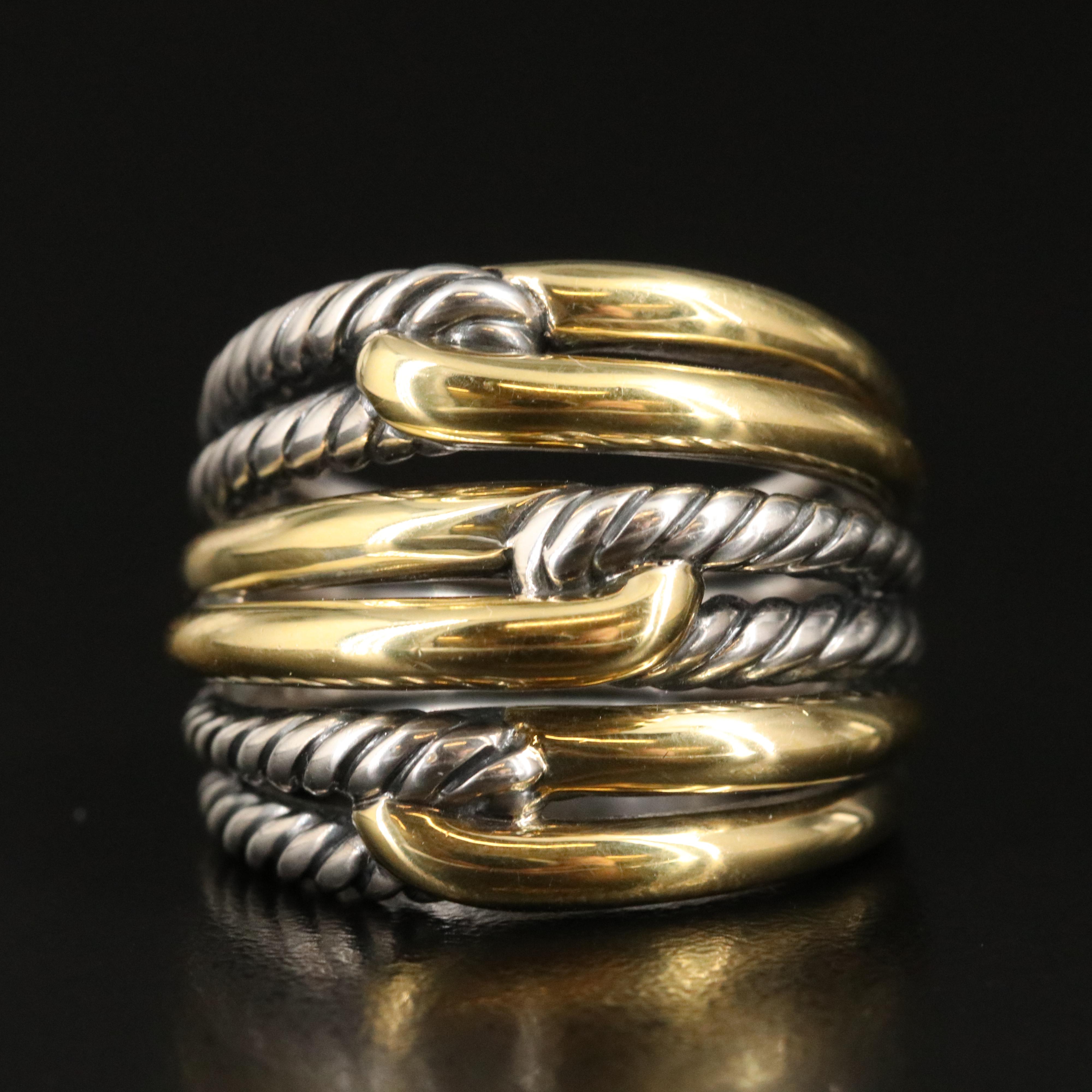 David Yurman Labyrinth Sterling and 18K Triple-Loop Ring