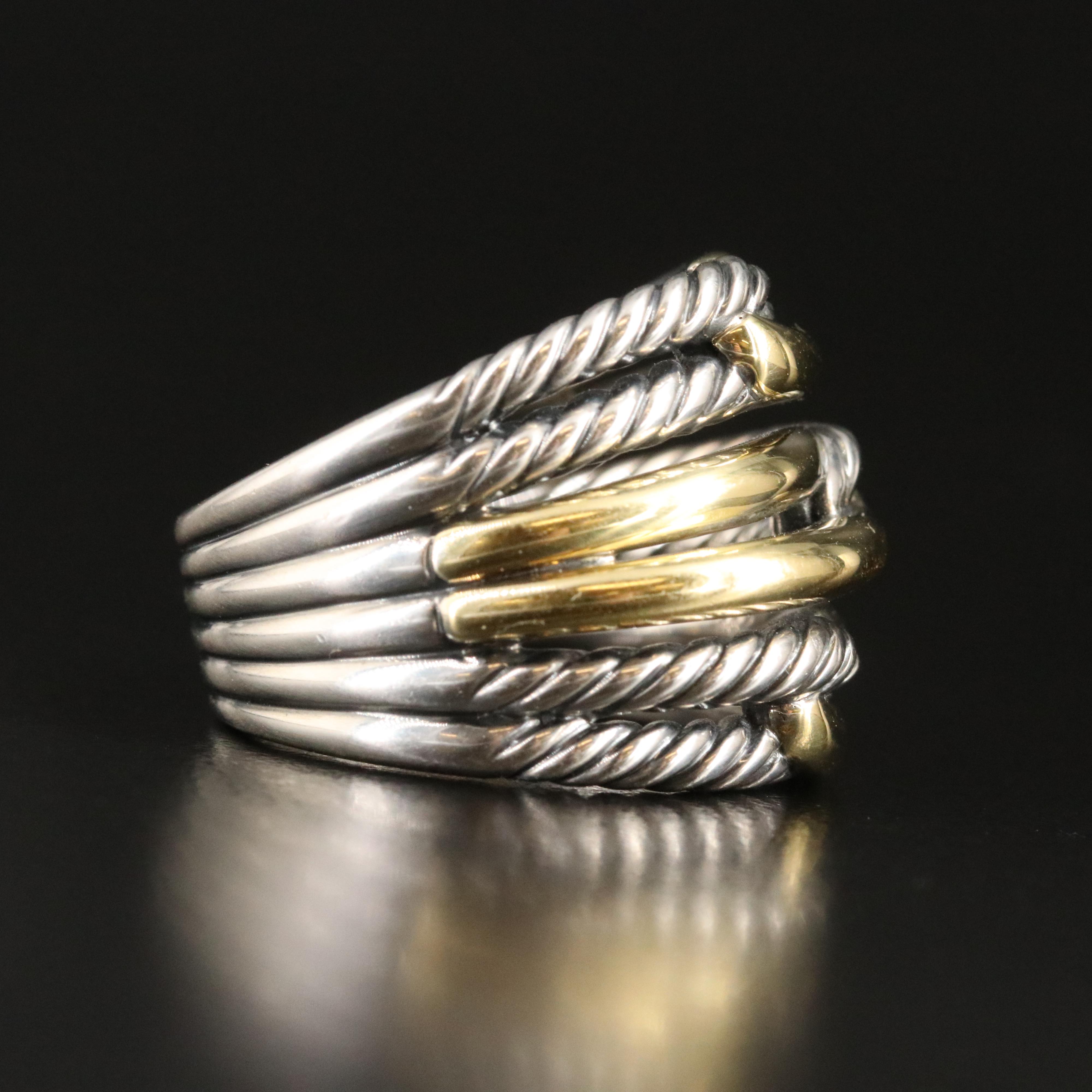 David Yurman Labyrinth Sterling and 18K Triple-Loop Ring