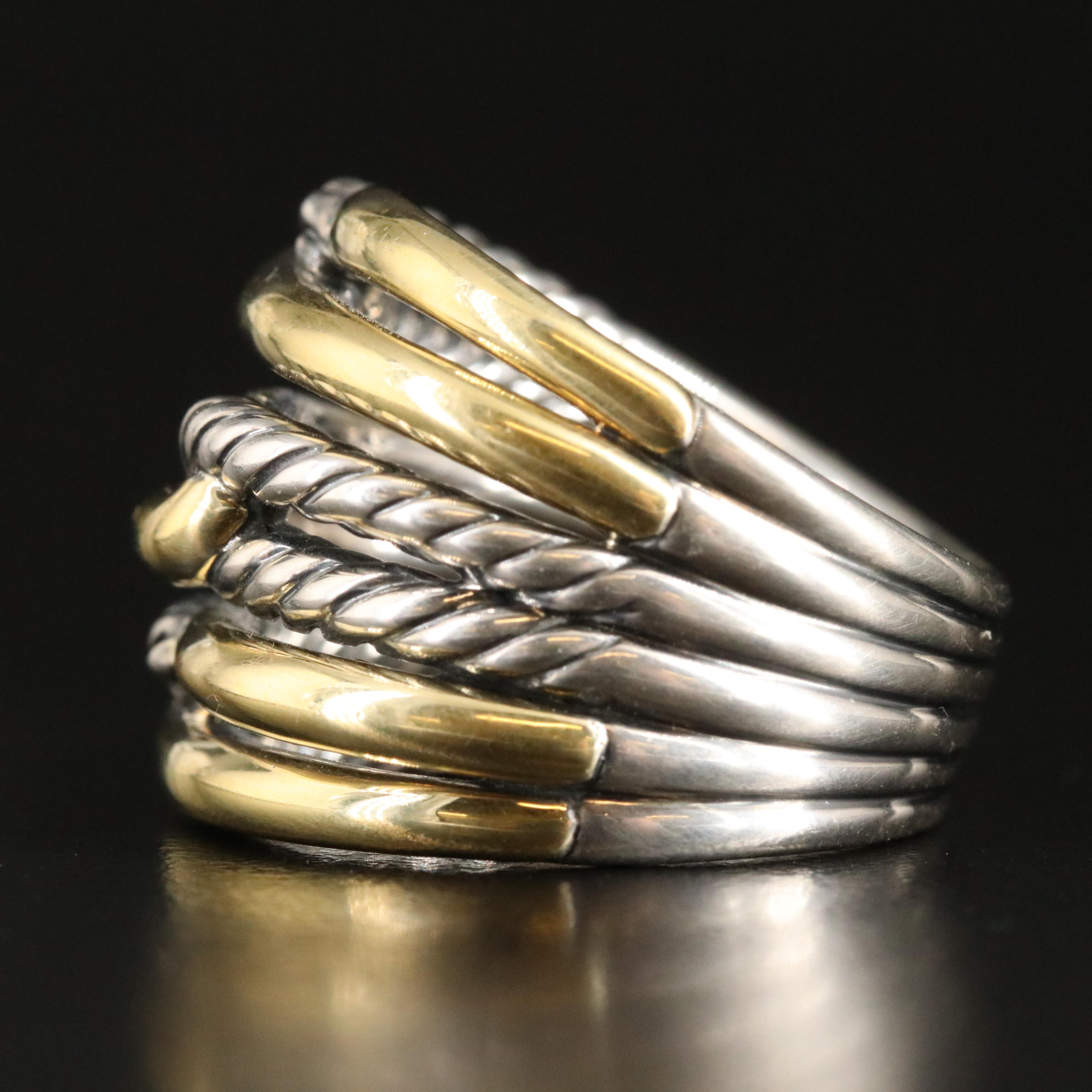 David Yurman Labyrinth Sterling and 18K Triple-Loop Ring
