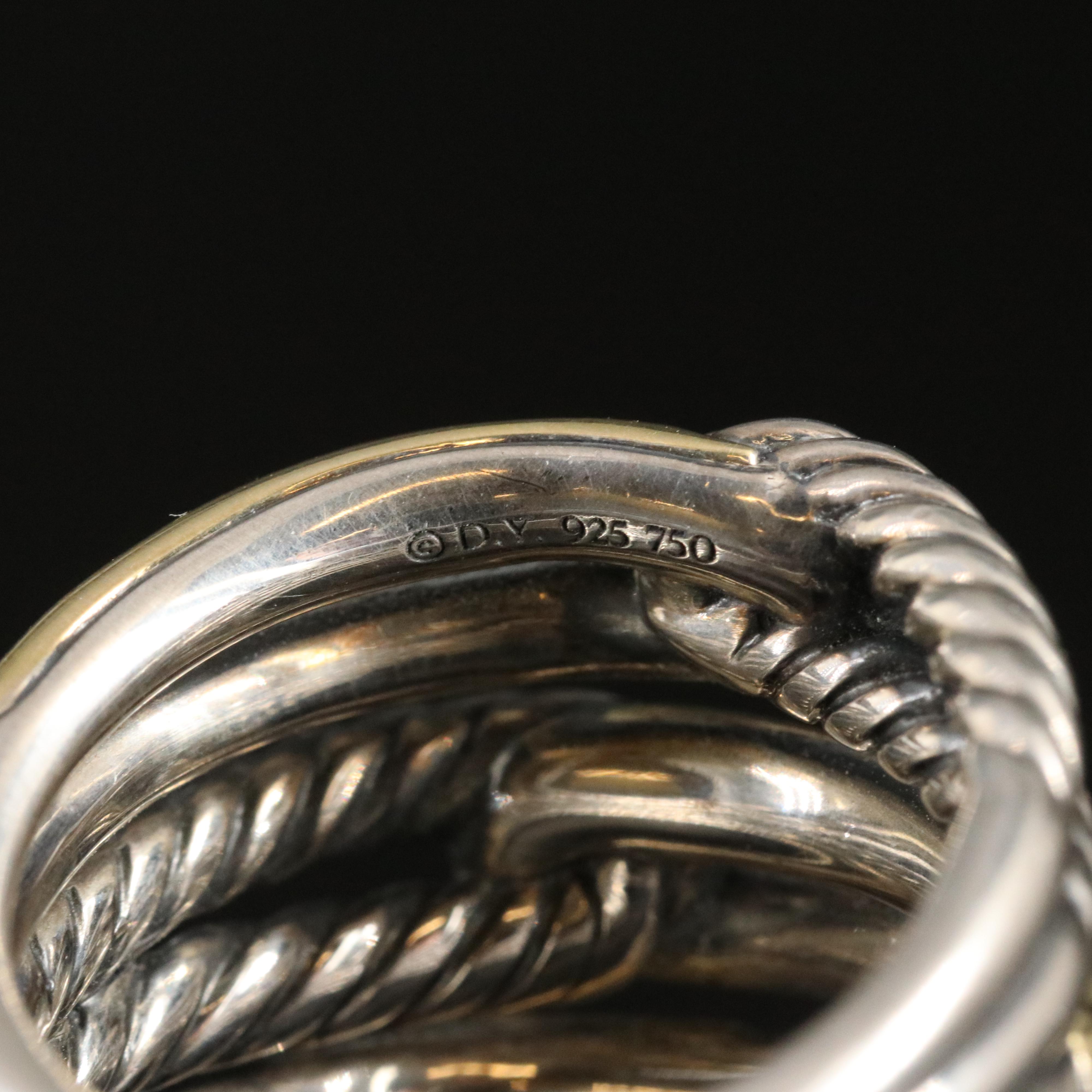 David Yurman Labyrinth Sterling and 18K Triple-Loop Ring