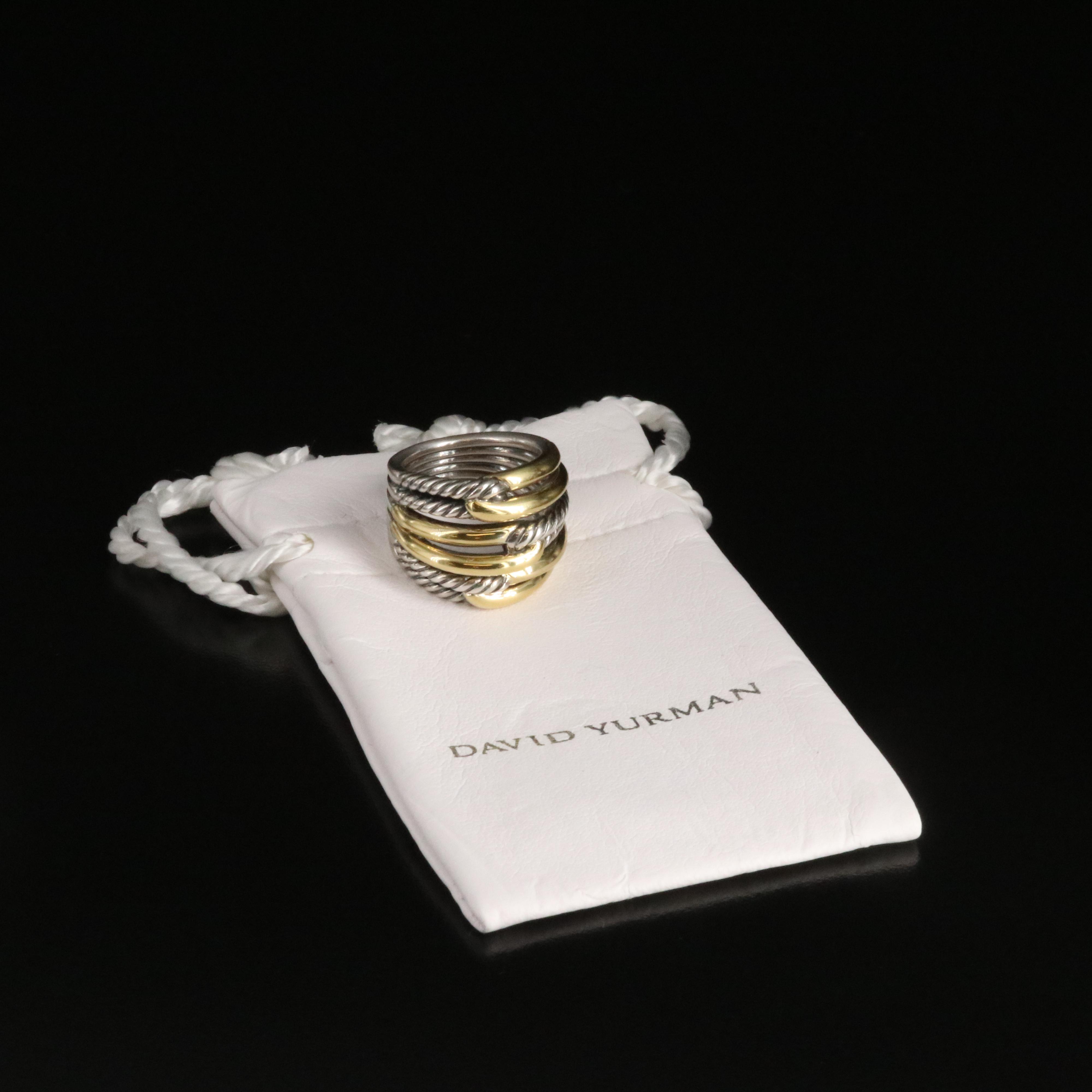 David Yurman Labyrinth Sterling and 18K Triple-Loop Ring