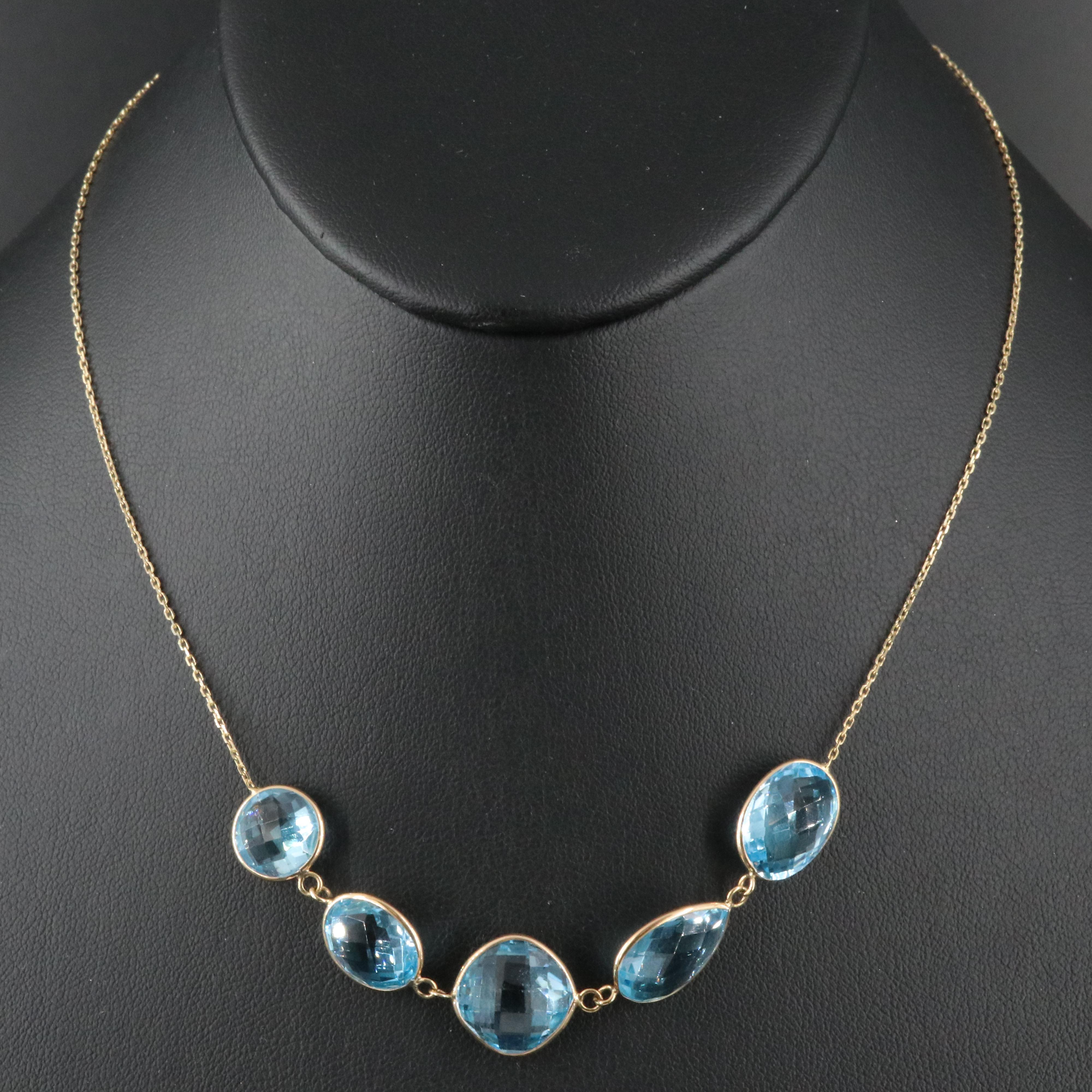 14K Blue Topaz Station Necklace