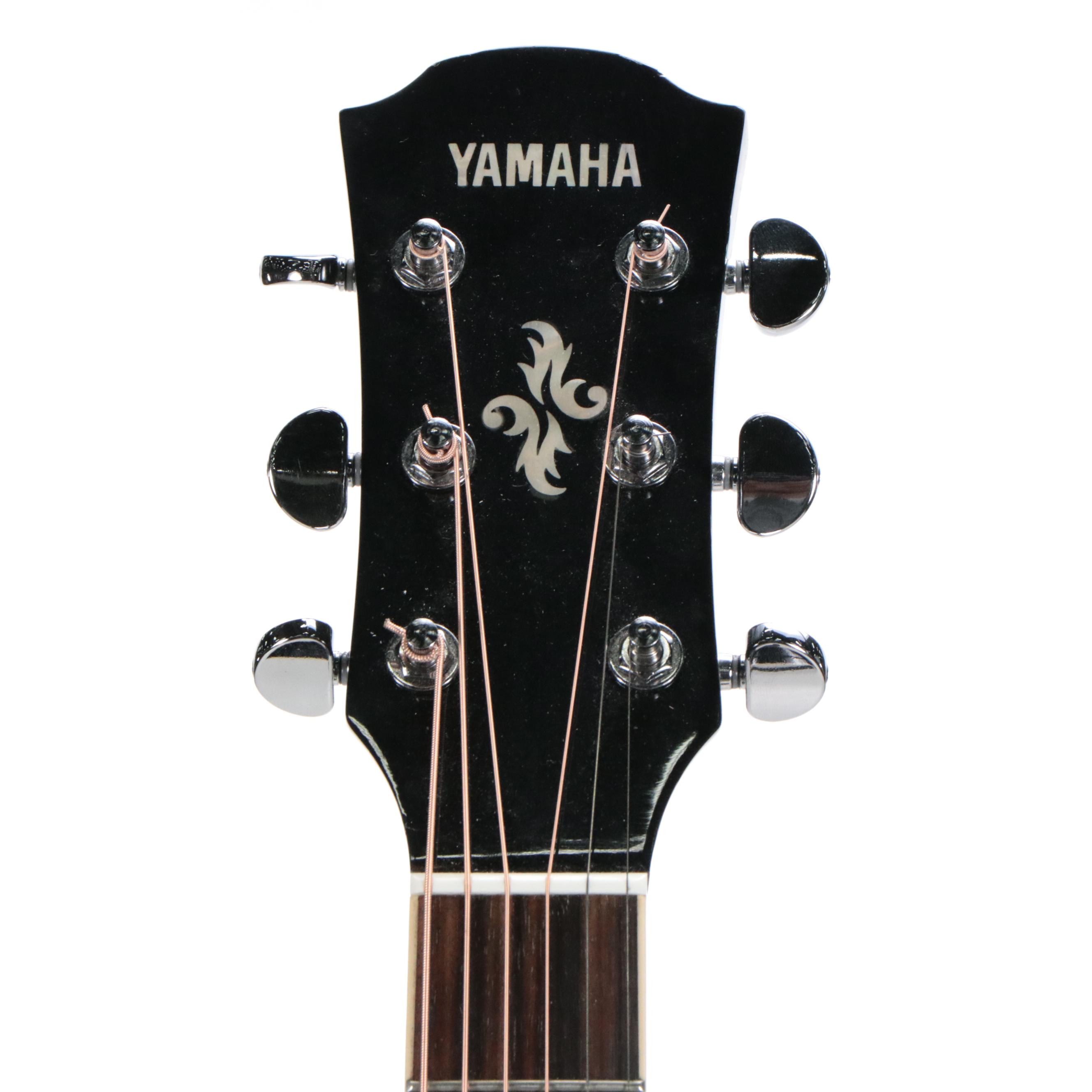 Yamaha Black Gloss and Abalone String Inlay Acoustic Electric Guitar