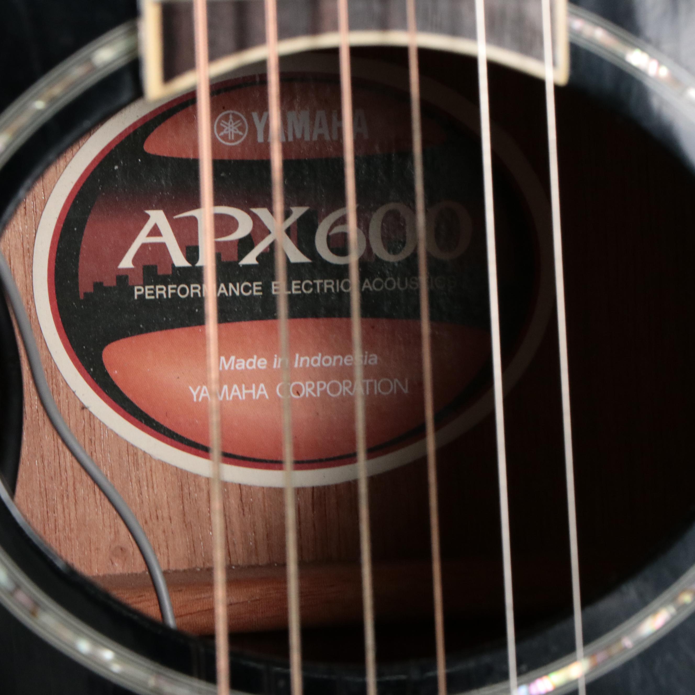 Yamaha Black Gloss and Abalone String Inlay Acoustic Electric Guitar