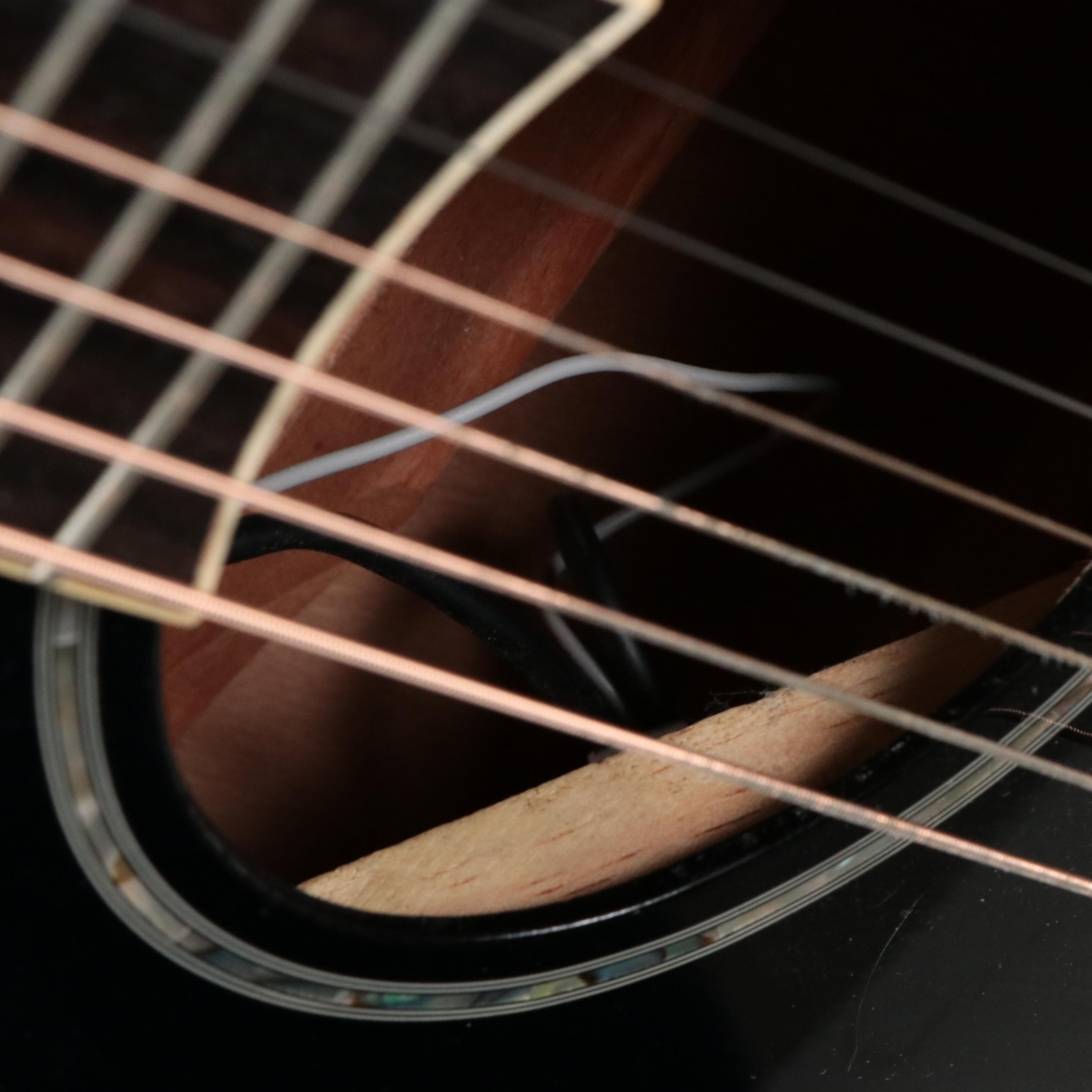 Yamaha Black Gloss and Abalone String Inlay Acoustic Electric Guitar