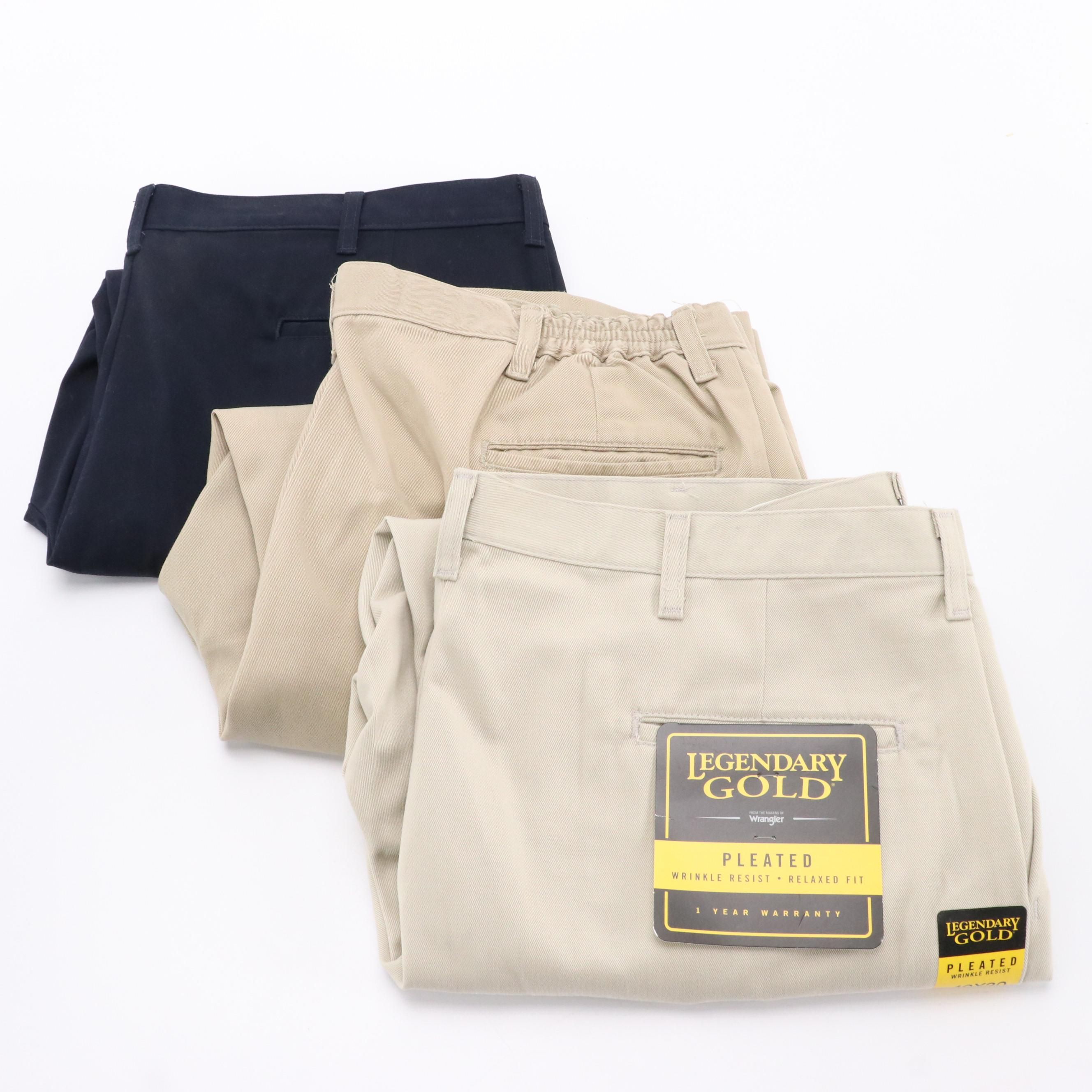 Legendary Gold by Wrangler Pleated Khaki Pants and Outdoor Outfitters Navy Pants