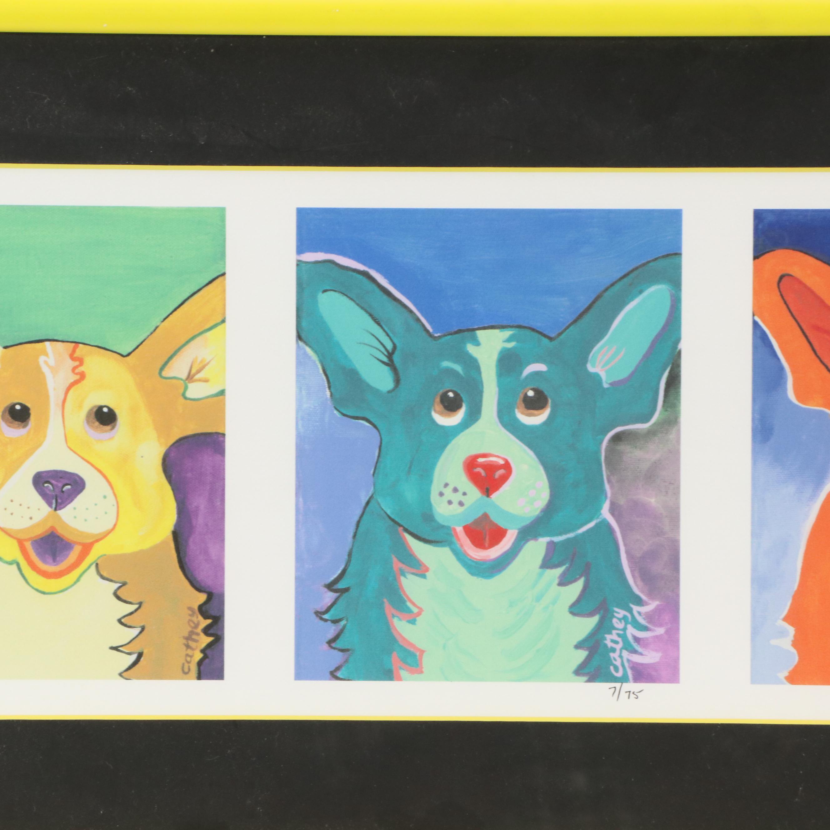 Charlotte Cathey Holder Serigraph "Corgies," 2005