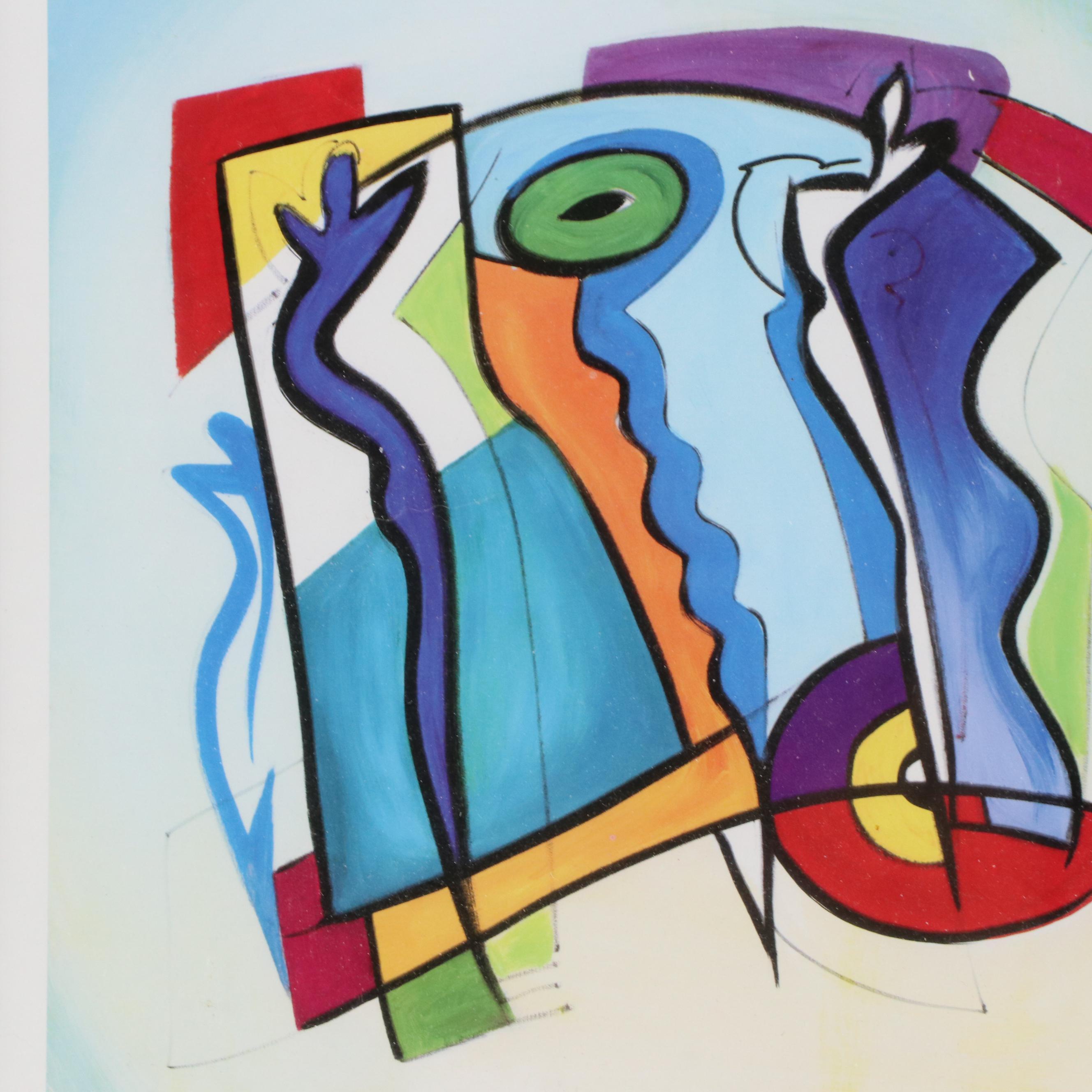 Offset Lithograph After Alfred Gockel "Blue on Blue"