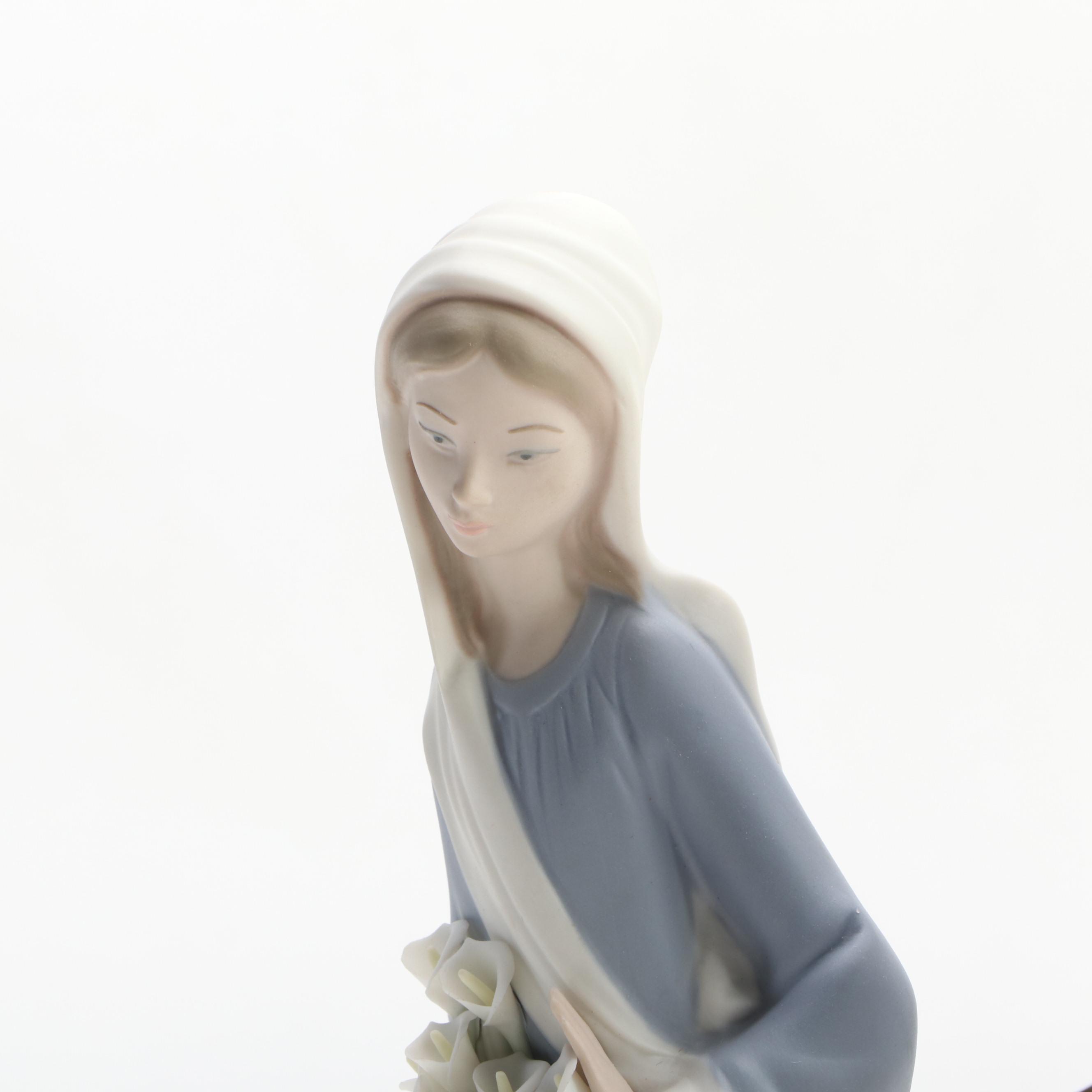 Lladró "Fairy" and "Sitting Girl with Lilies" Porcelain Figurines