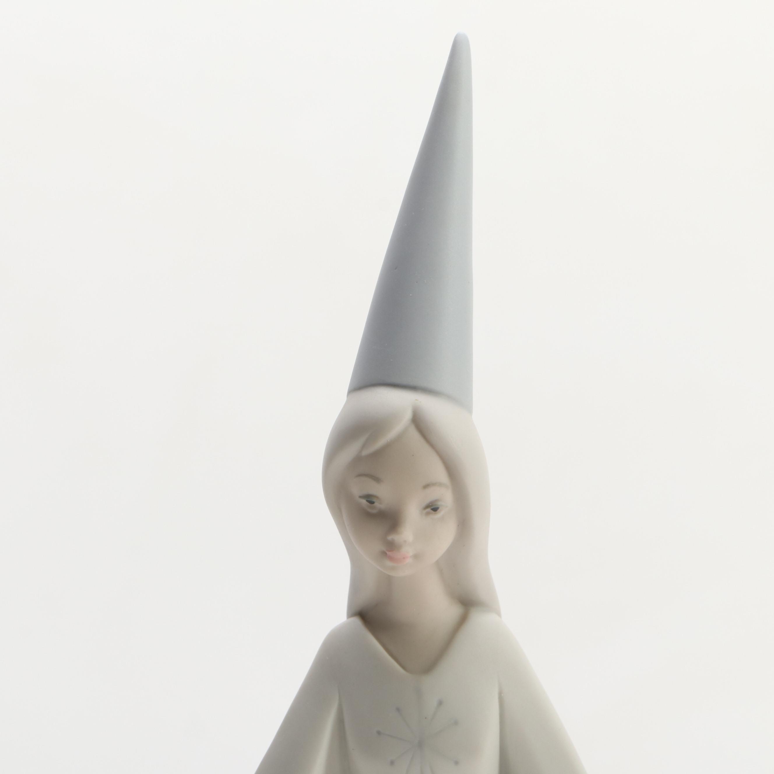 Lladró "Fairy" and "Sitting Girl with Lilies" Porcelain Figurines