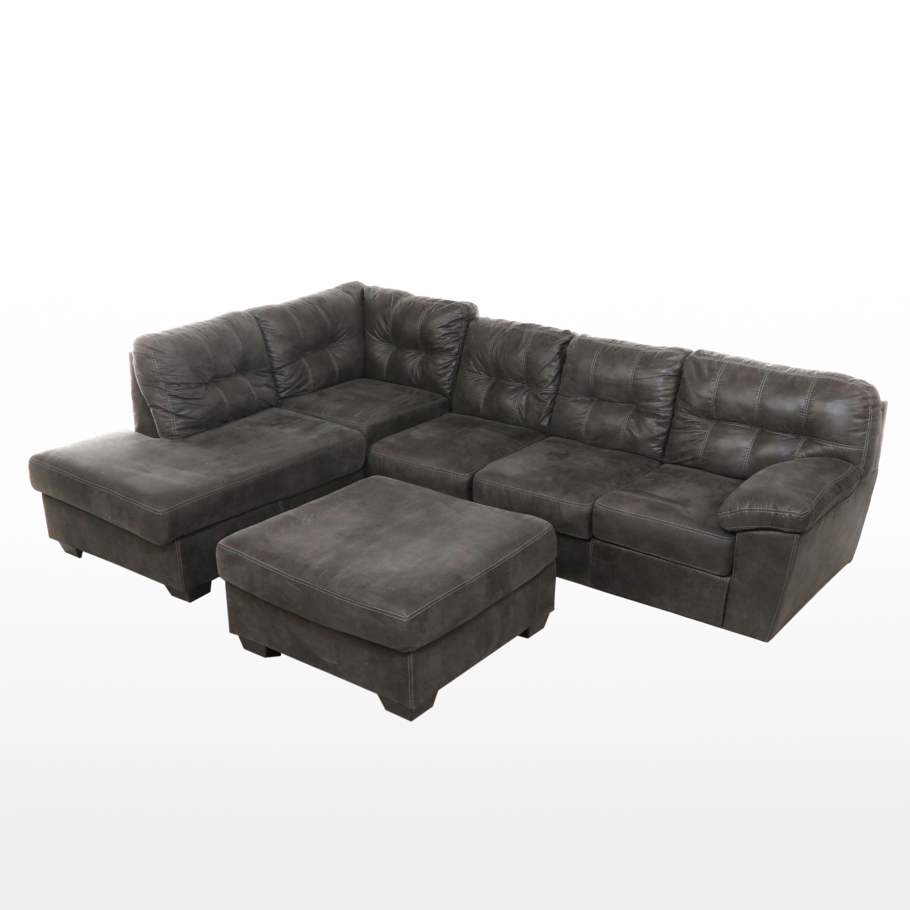 Ashley Furniture Contemporary Two-Piece Sectional Sofa with Ottoman