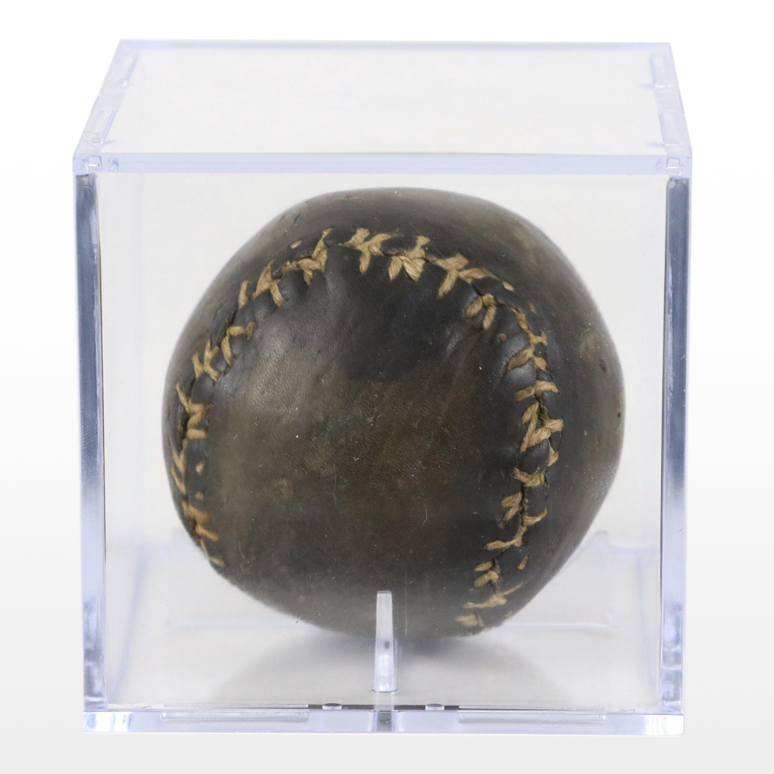 Figure Eight Style Leather Baseball with Crude Stitching, Late 19th Century
