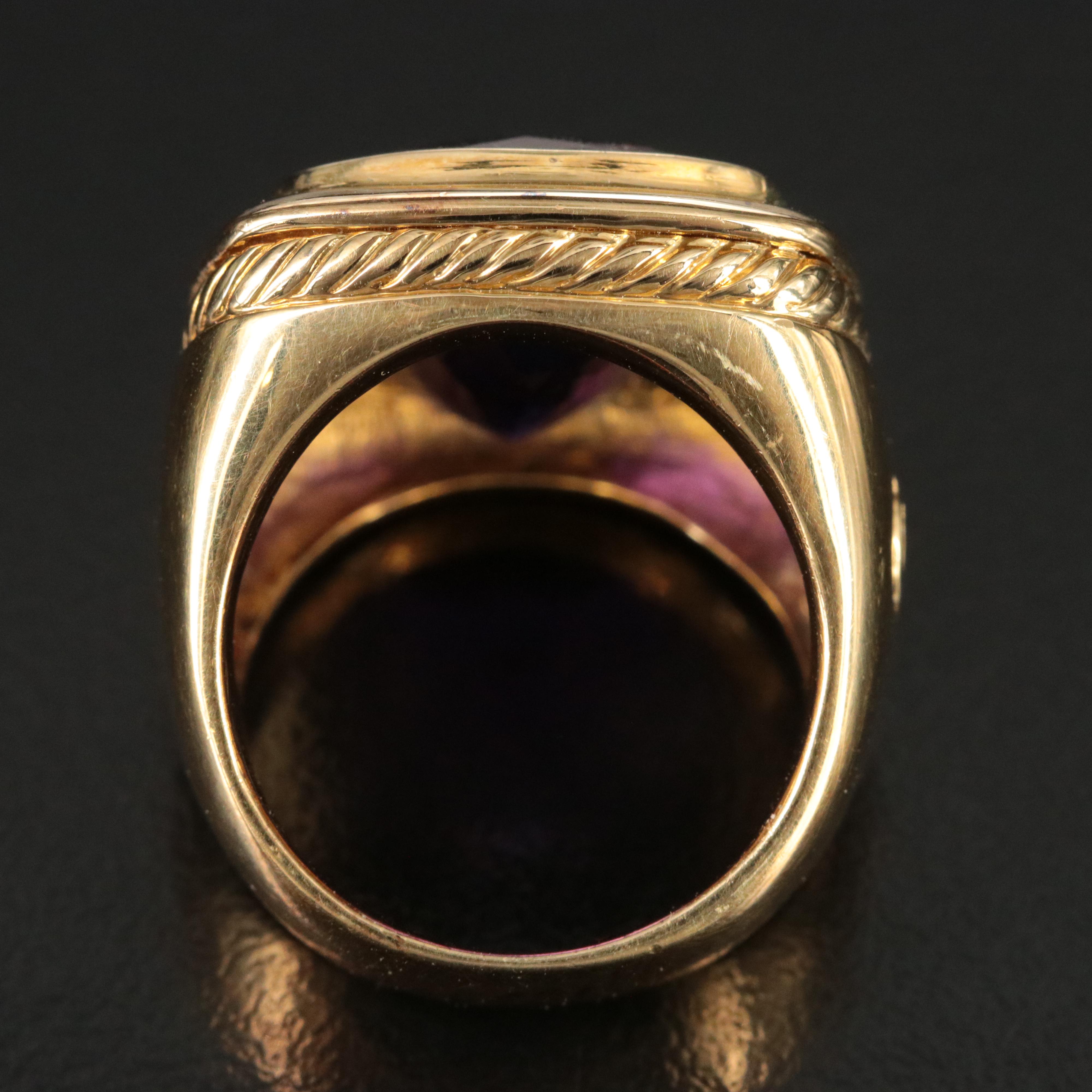 David Yurman 18K Amethyst Square Cushion Ring