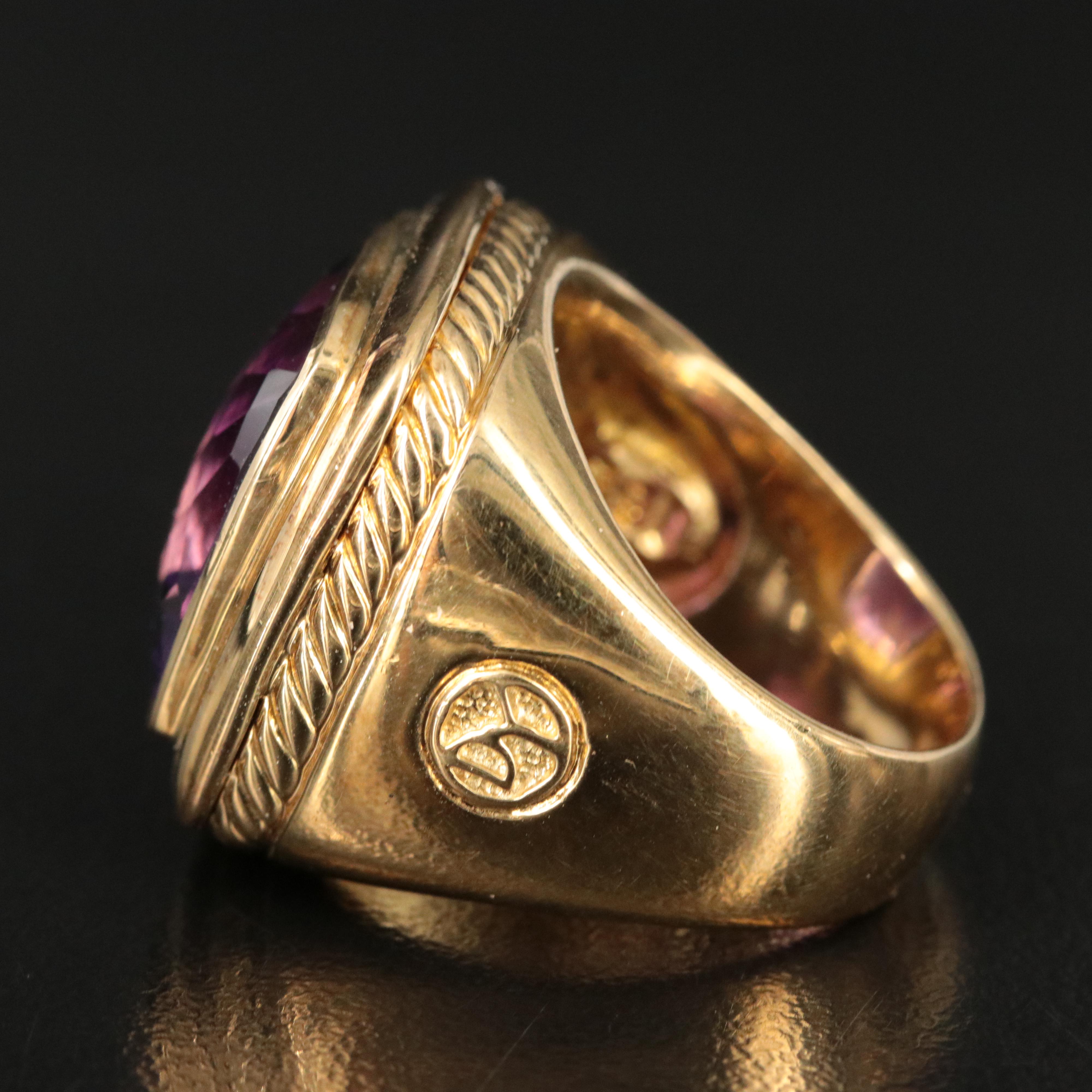 David Yurman 18K Amethyst Square Cushion Ring