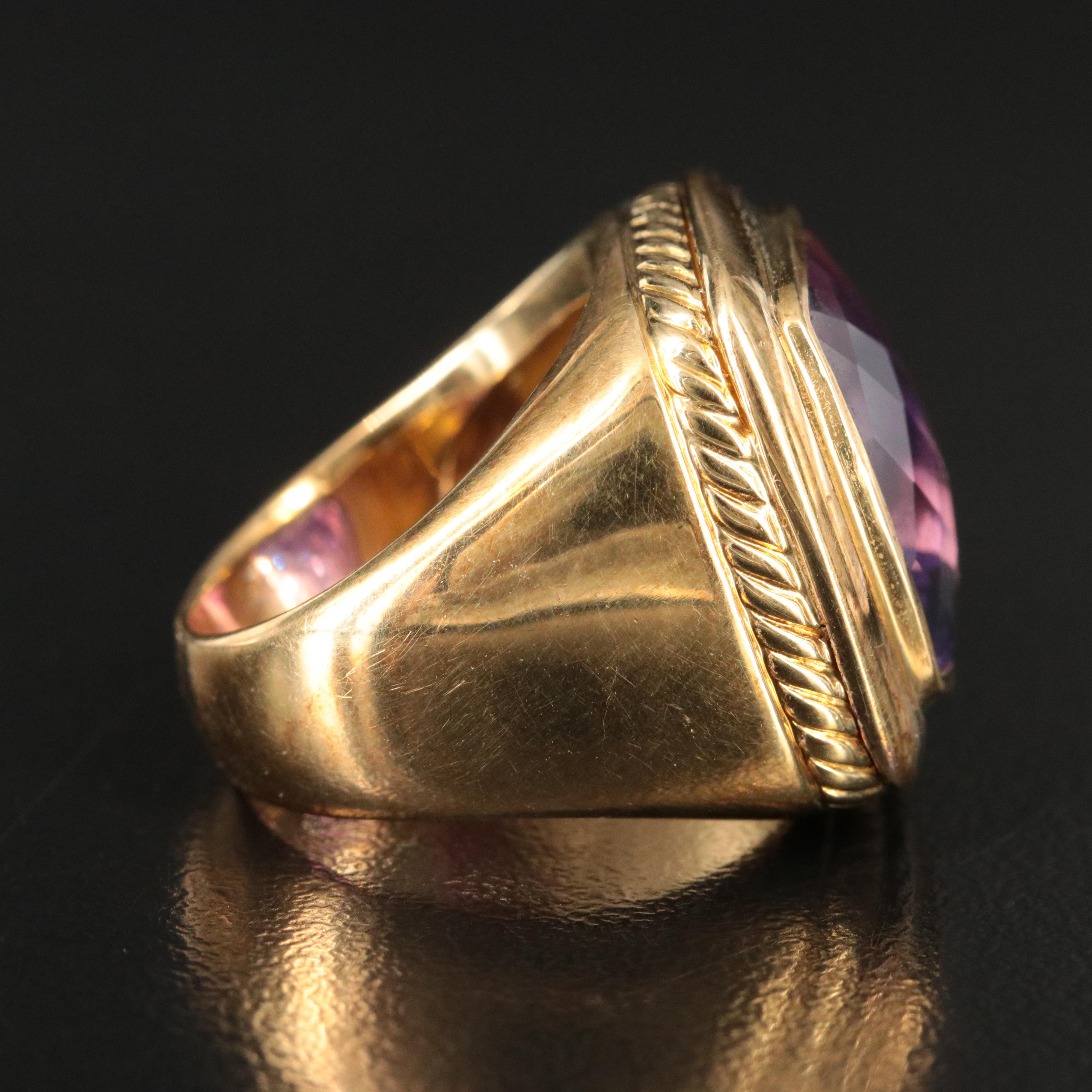 David Yurman 18K Amethyst Square Cushion Ring