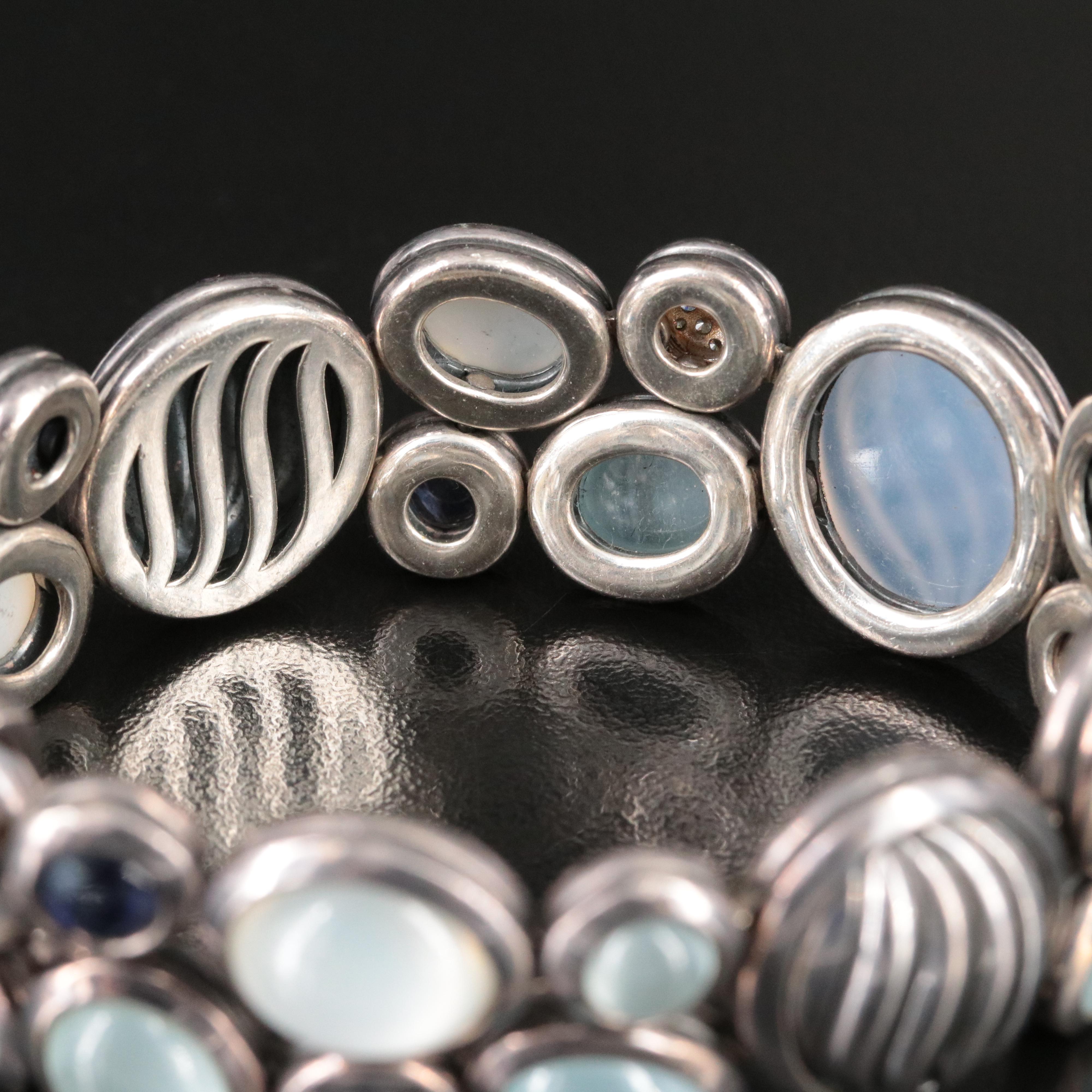 David Yurman Mosaic Sterling, Multi Gemstone and Diamond Bracelet