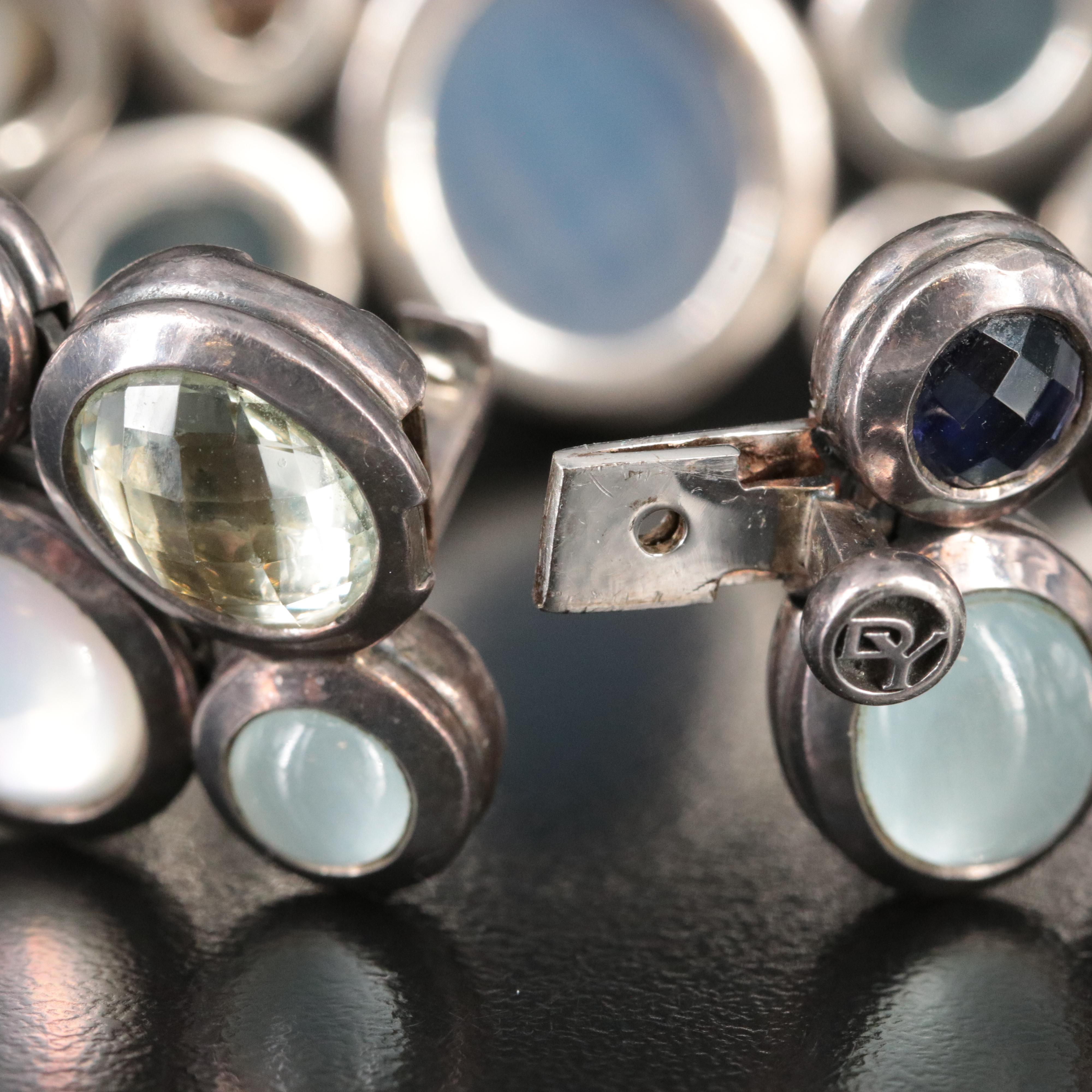 David Yurman Mosaic Sterling, Multi Gemstone and Diamond Bracelet