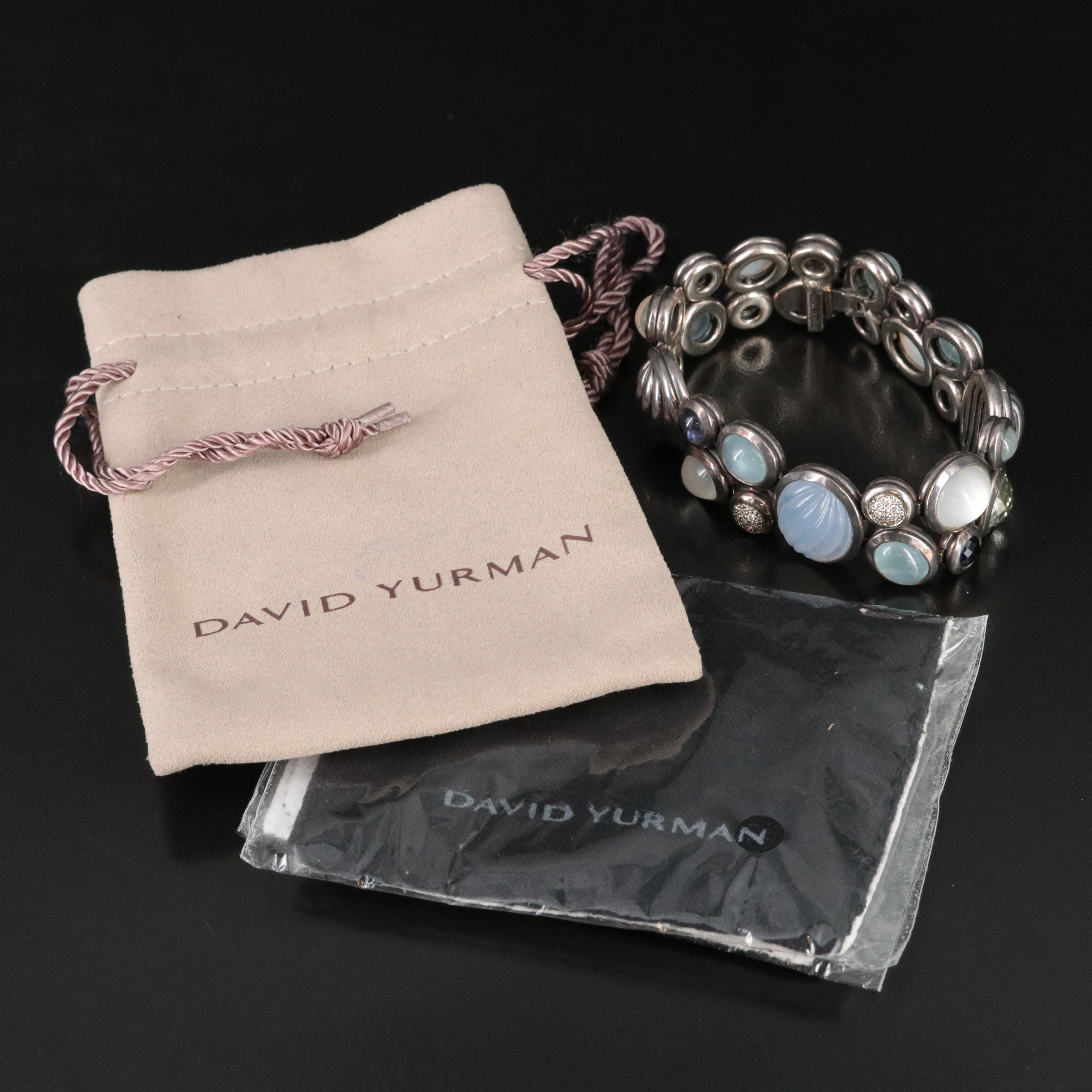 David Yurman Mosaic Sterling, Multi Gemstone and Diamond Bracelet