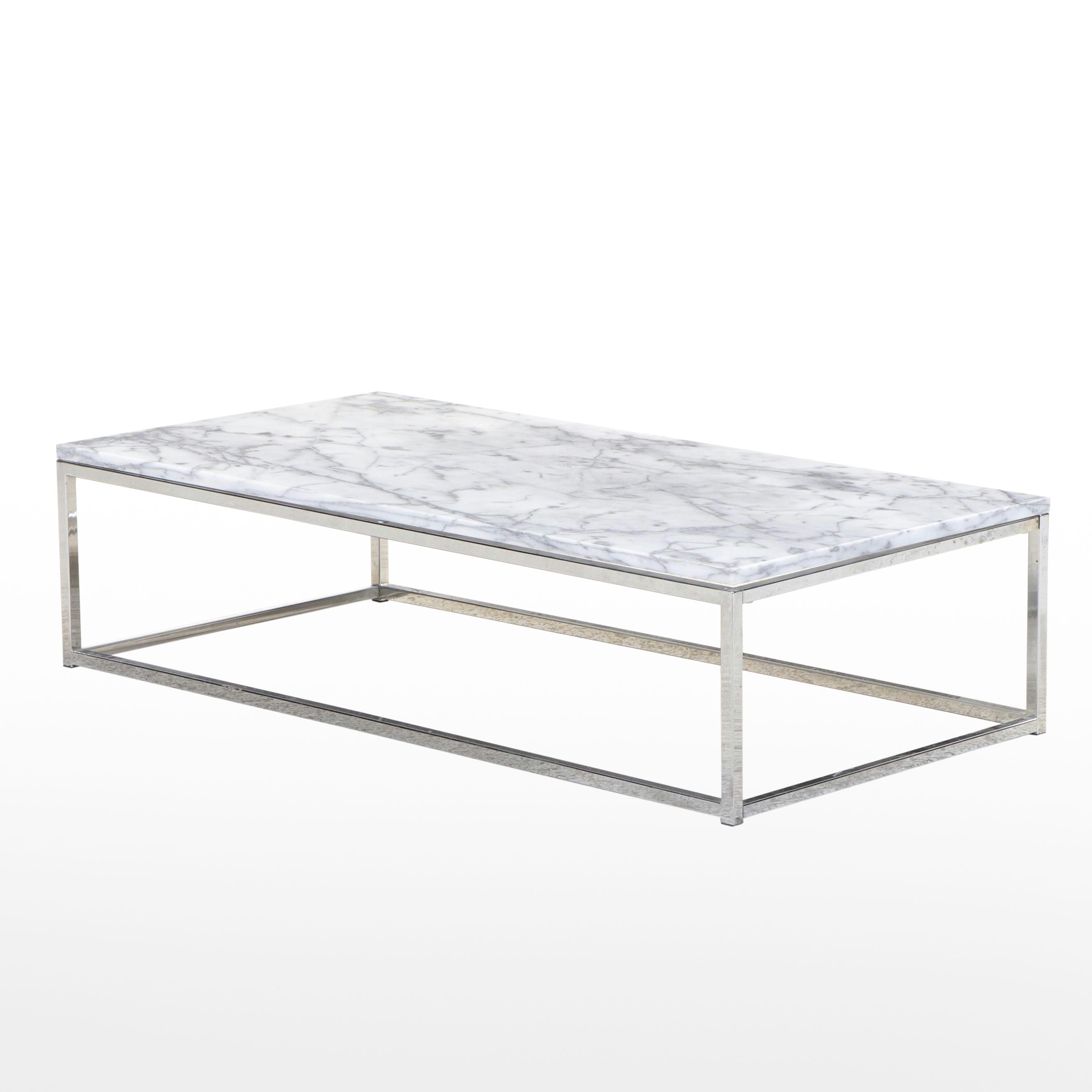 Crate & Barrel Marble and Chrome Coffee Table