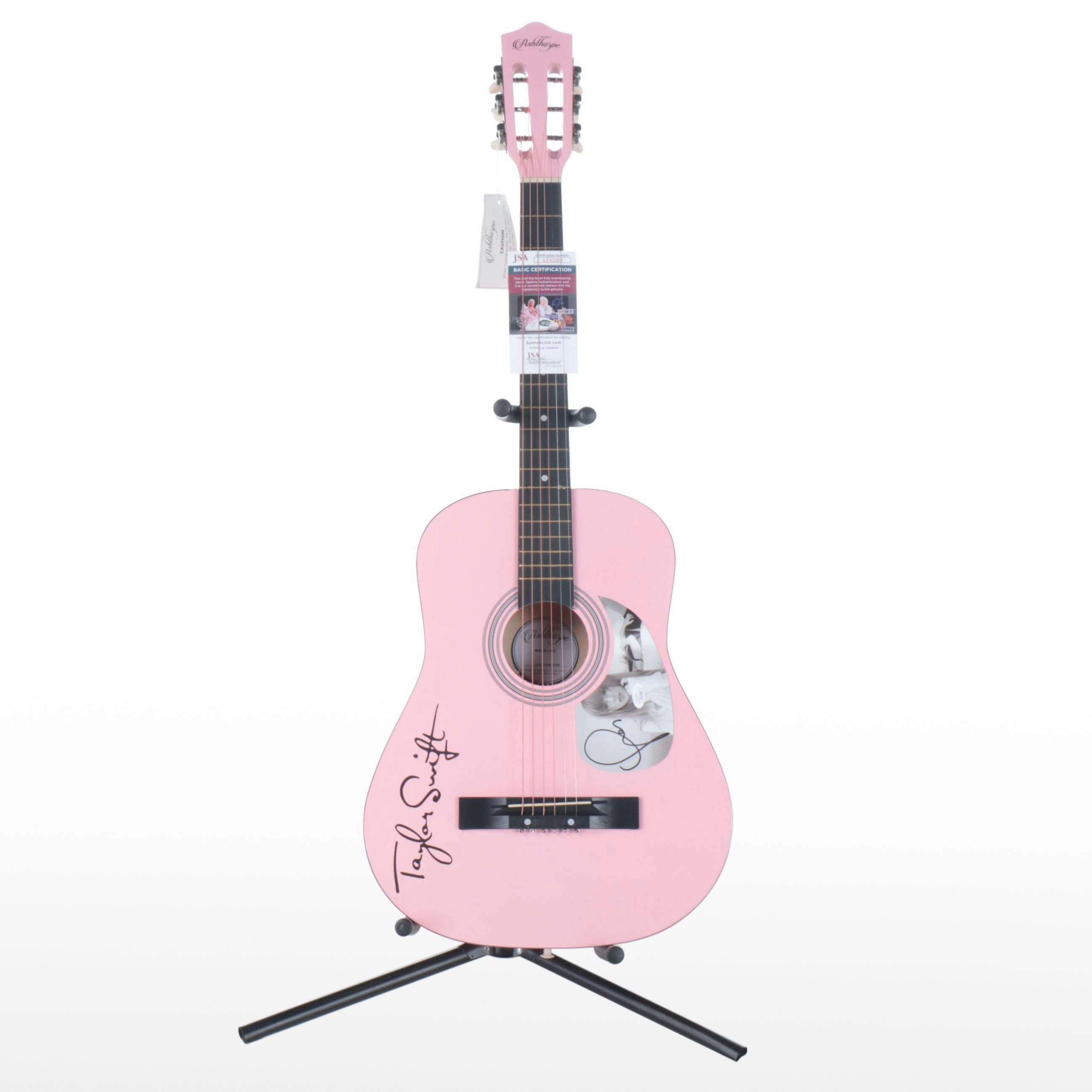 Taylor Swift Decal-Signed Ashthorpe Pink Acoustic Guitar with Nylon Shell