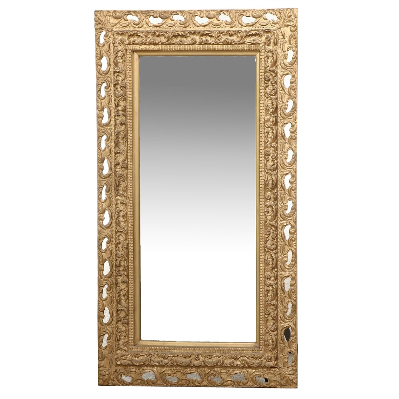 Gold-Painted Gesso and Wood Rococo Frame Wall Hanging Mirror