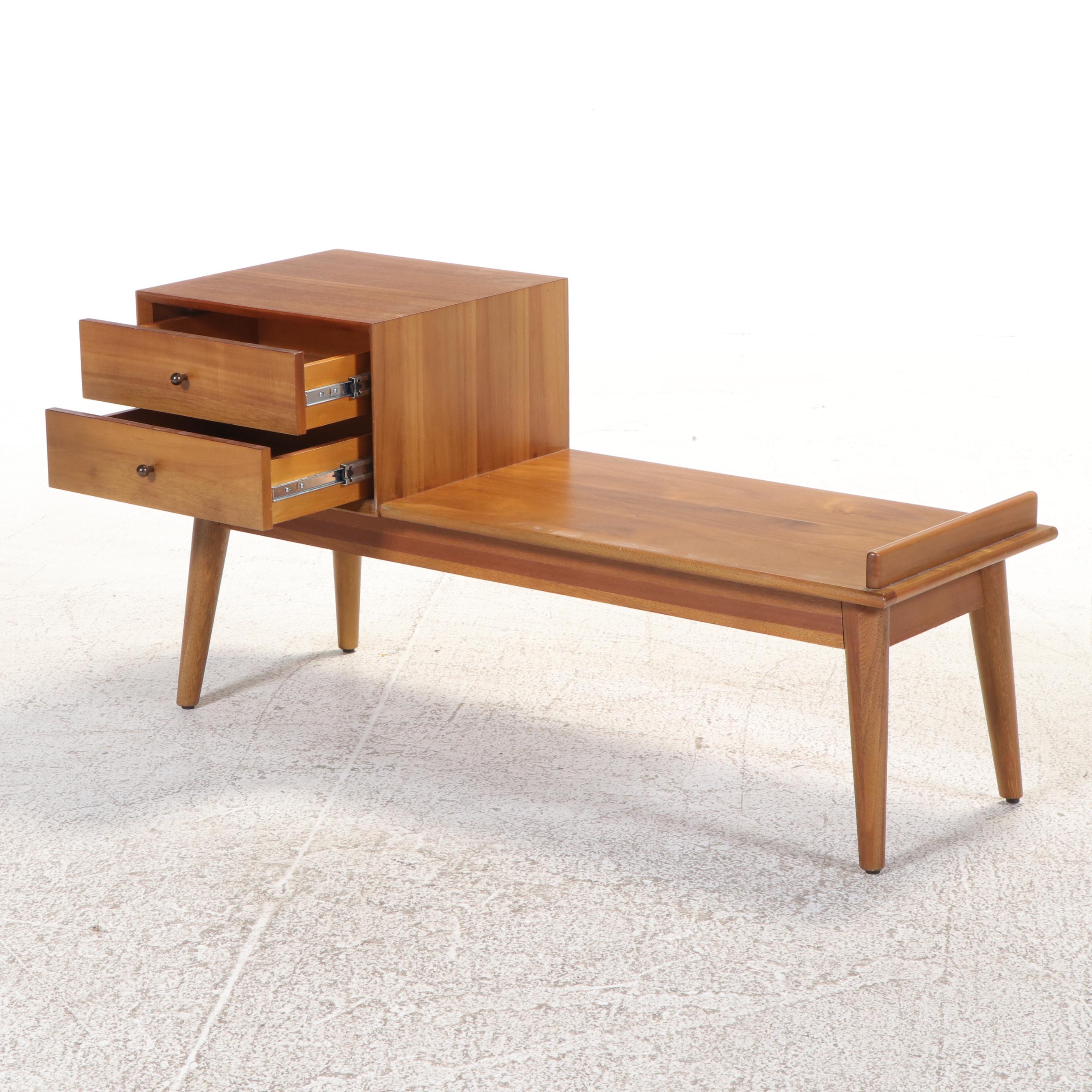 West Elm "Mid-Century" Eucalyptus and Acacia Wood Storage Bench