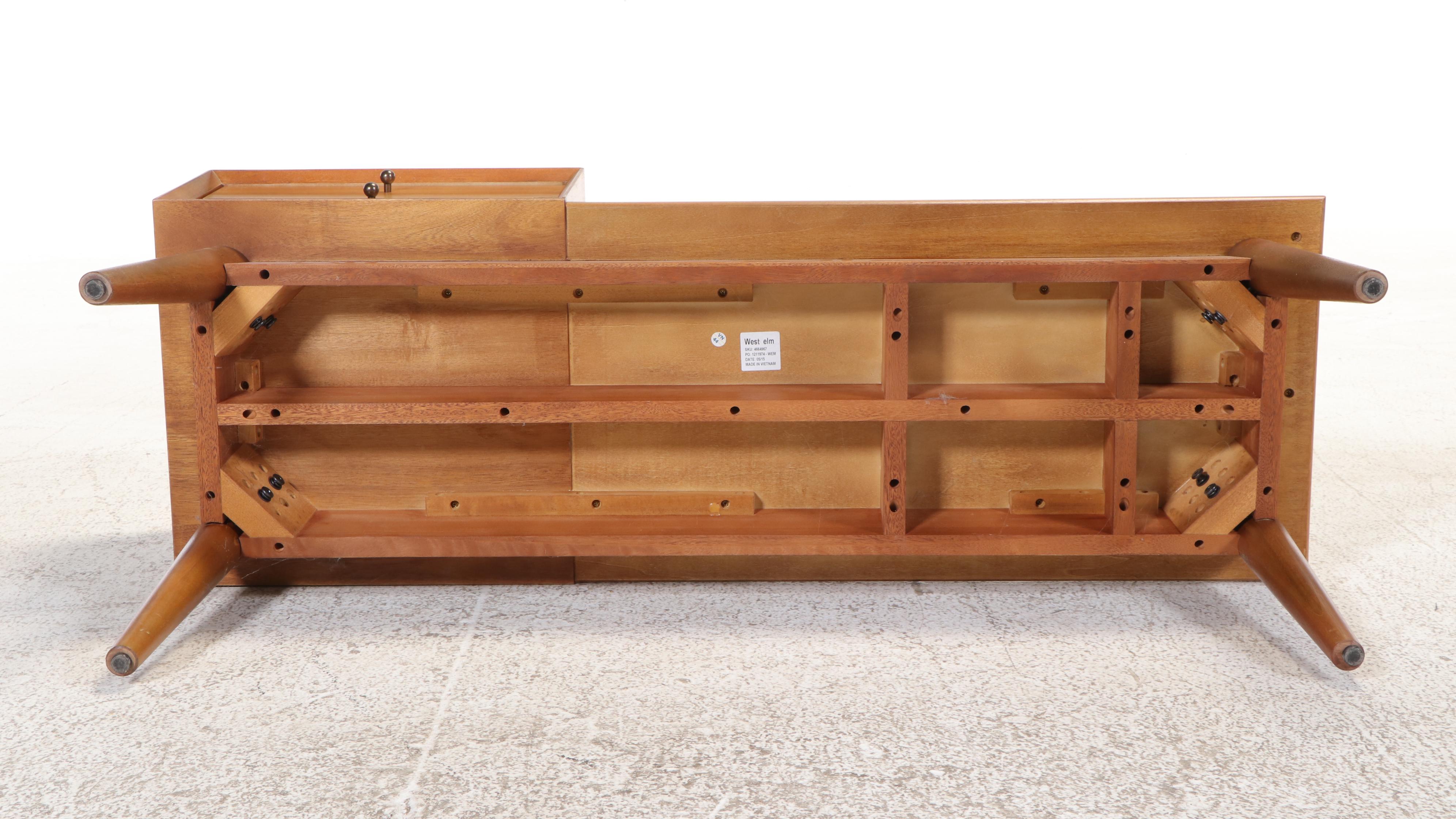 West Elm "Mid-Century" Eucalyptus and Acacia Wood Storage Bench