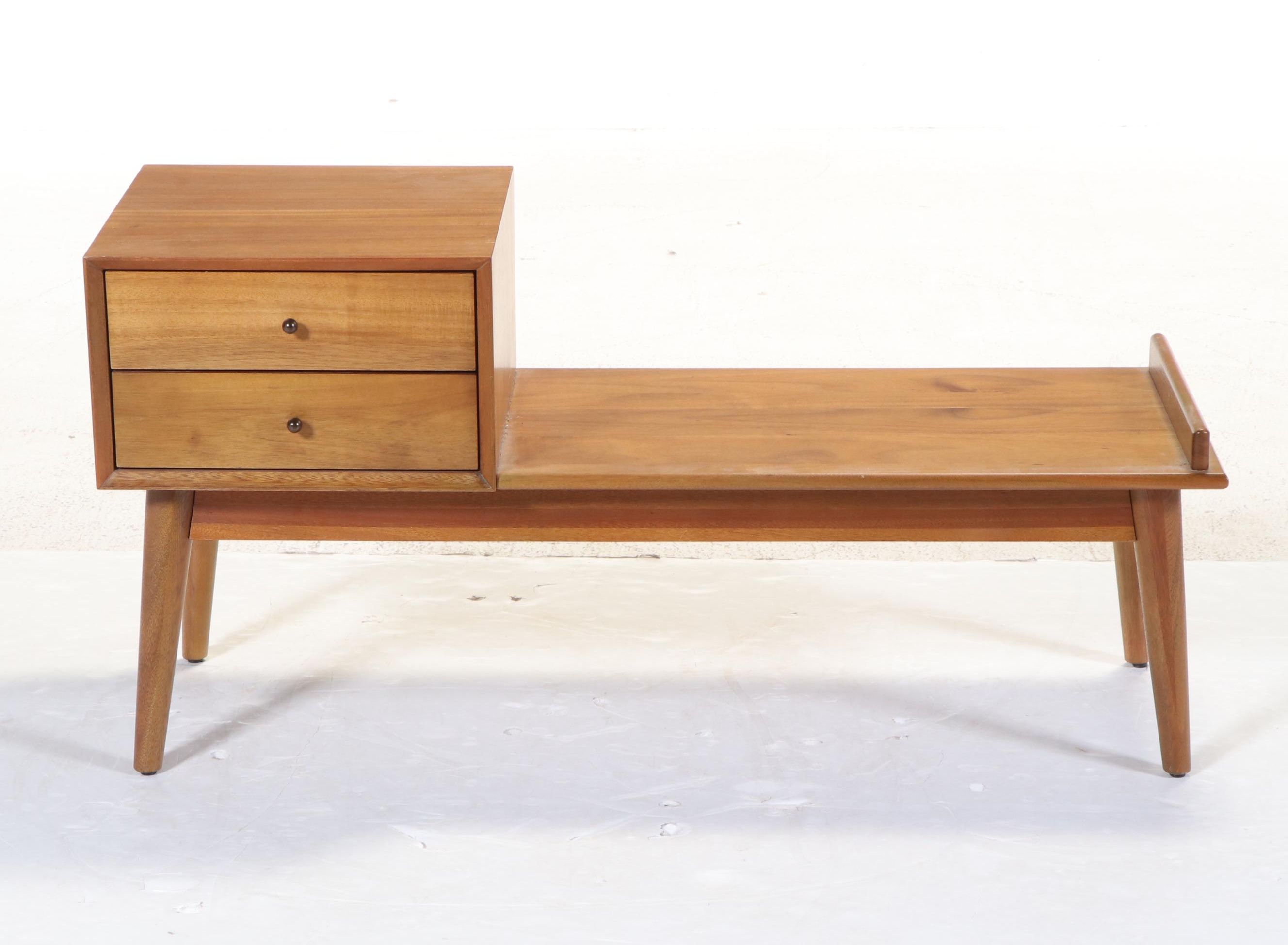 West Elm "Mid-Century" Eucalyptus and Acacia Wood Storage Bench