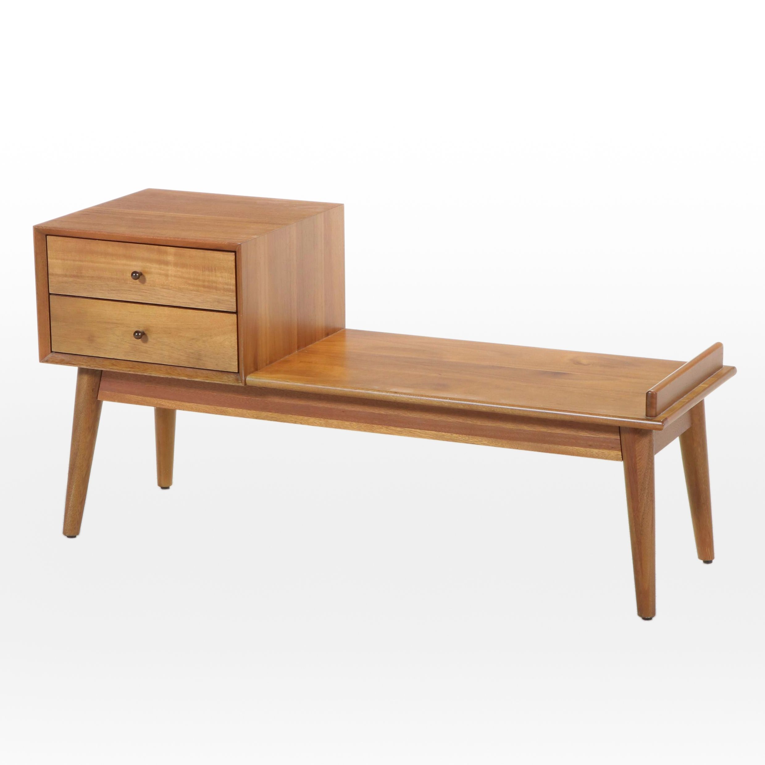 West Elm "Mid-Century" Eucalyptus and Acacia Wood Storage Bench