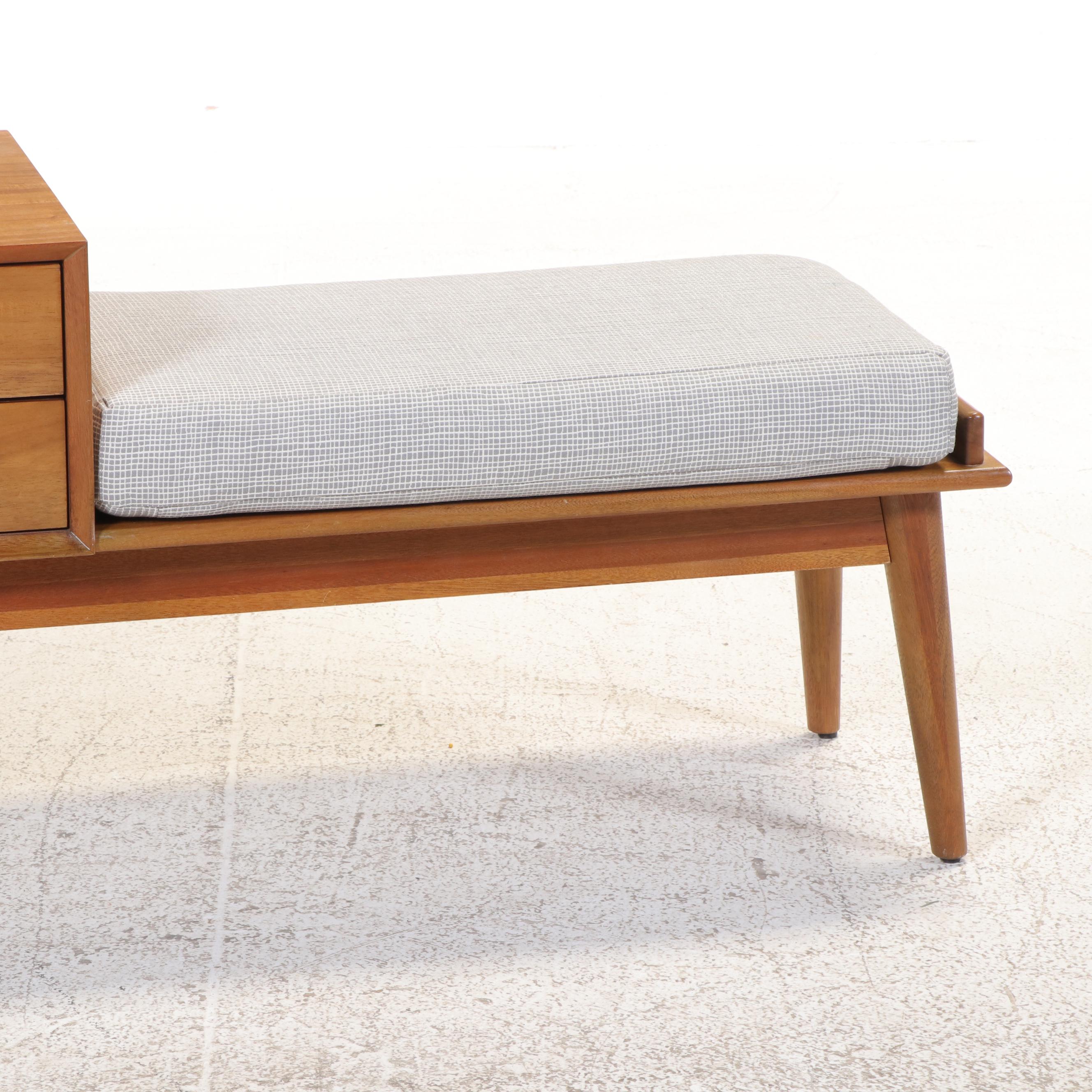 West Elm "Mid-Century" Eucalyptus and Acacia Wood Storage Bench