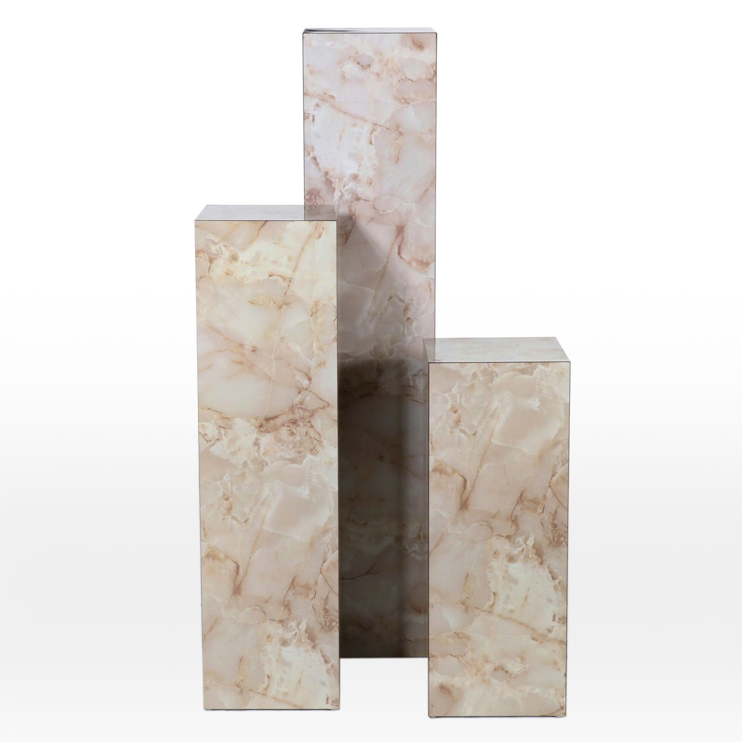Set of Three Marble-Grained Laminate Graduated Display Pedestals